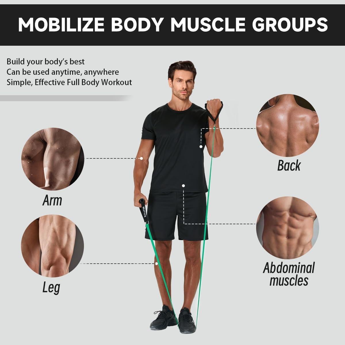 Bandas de Resistencia Beatvive BRB-04 con Mangos 13.6 kg