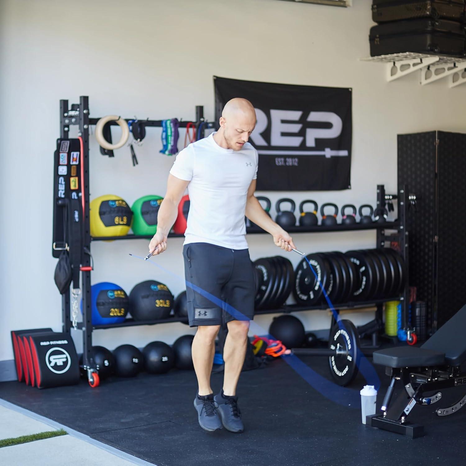 Cuerda de Salto Ajustable REP para Competición - Mangos Plateados