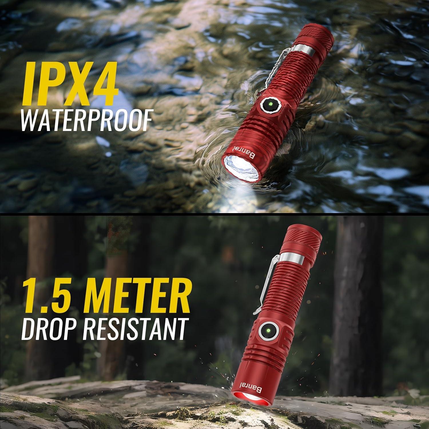 Linterna Táctica Recargable Banral K518 LED USB-C 4 Modos