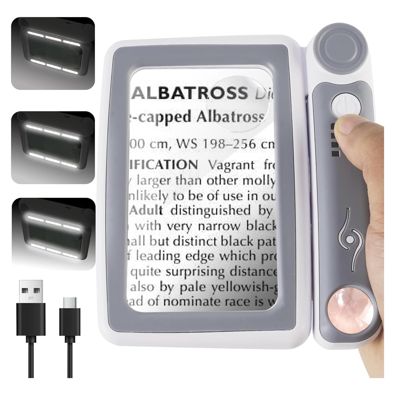 Lupa de Mano Iluminada MAGNIBULLS 5X 10X 45X Recargable