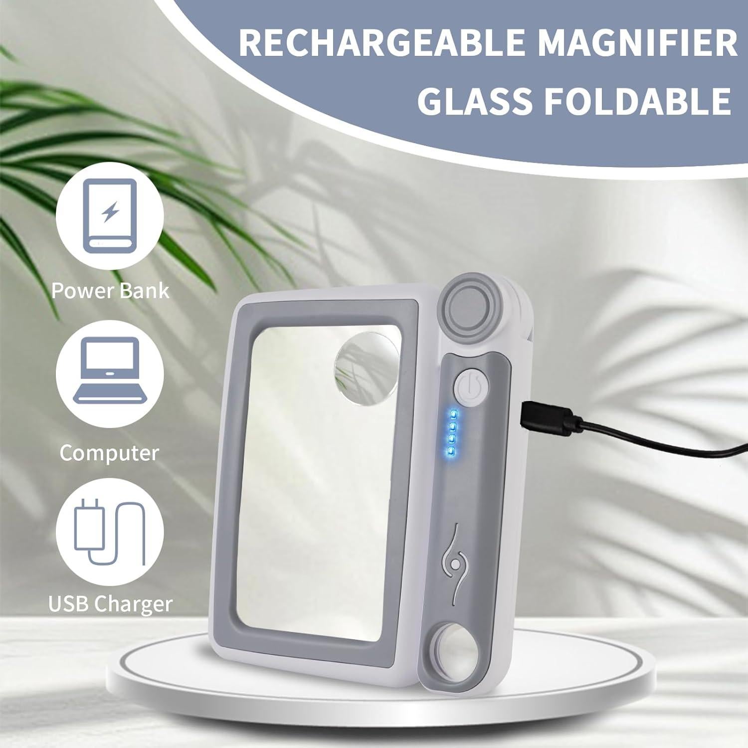 Lupa de Mano Iluminada MAGNIBULLS 5X 10X 45X Recargable