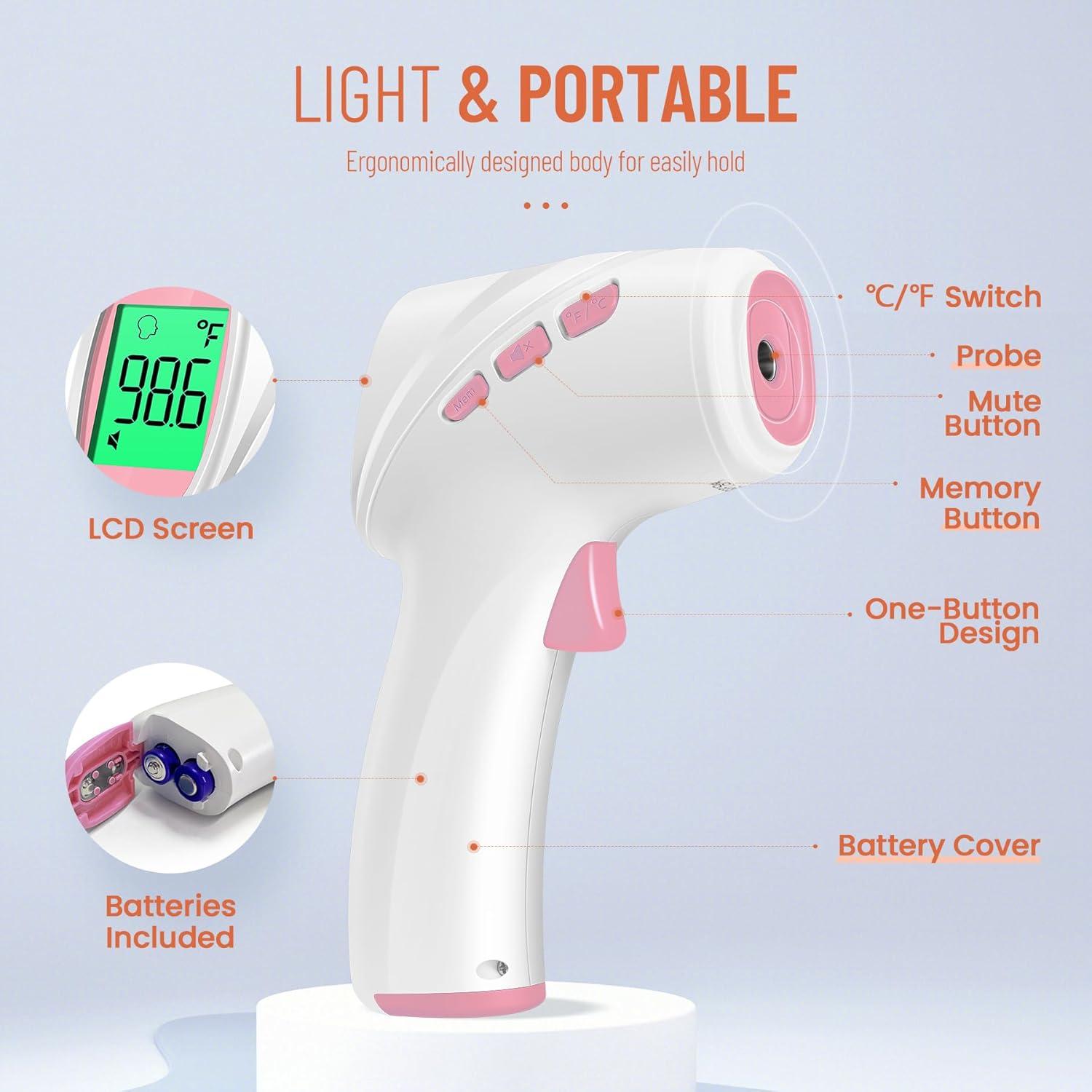 Termómetro Digital Sin Contacto Viproud Rosa - Alarma de Fiebre