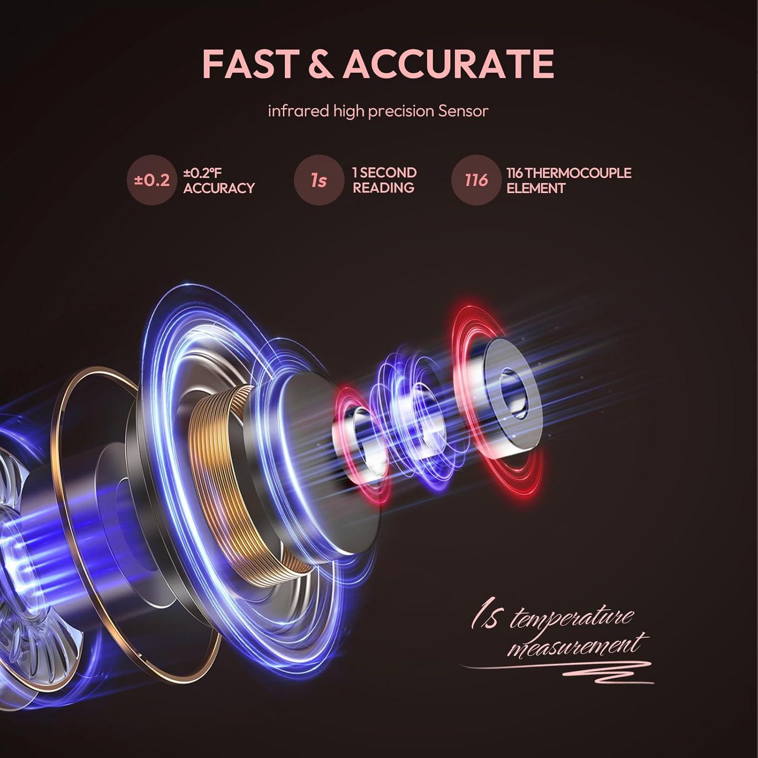 Termómetro Digital Sin Contacto Viproud Rosa - Alarma de Fiebre