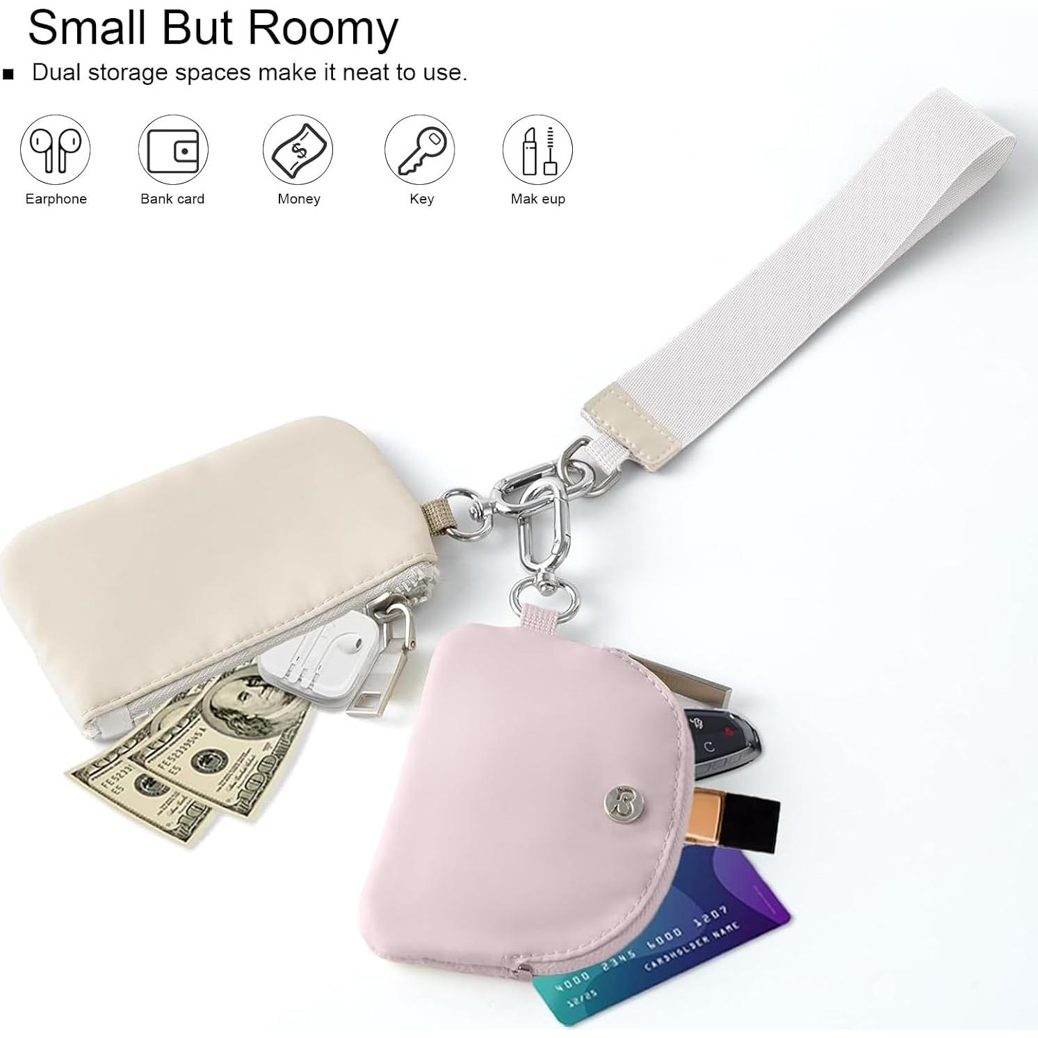 Monedero Muñequera Doble Bolsa Babysun Nylon Impermeable Rosa