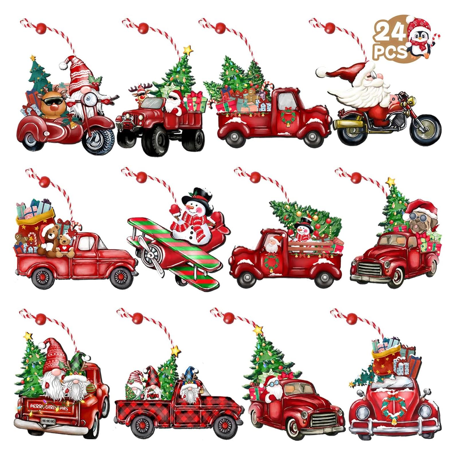 Adornos Colgantes de Madera JOPHMO - 24 Piezas Navidad