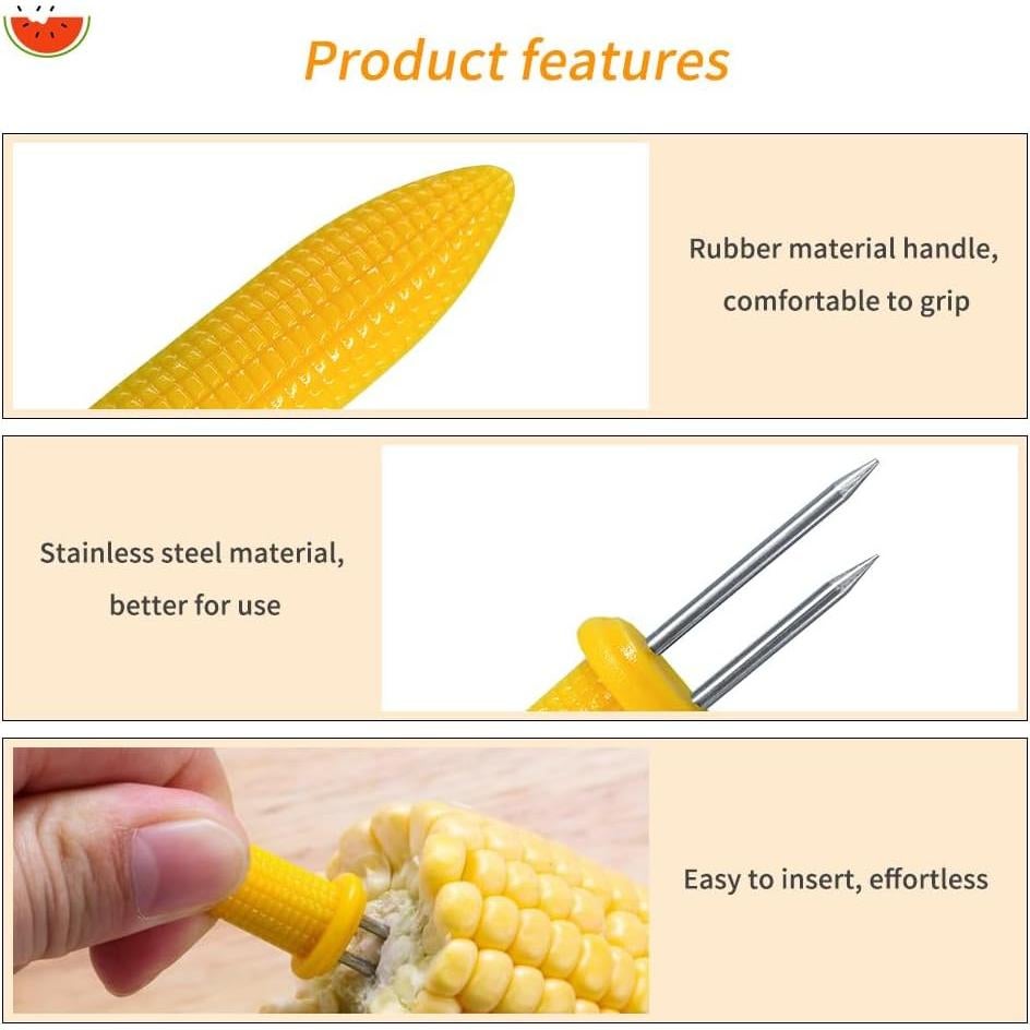 10 Soportes de Acero Inoxidable para Mazorcas de Maíz Laochoes