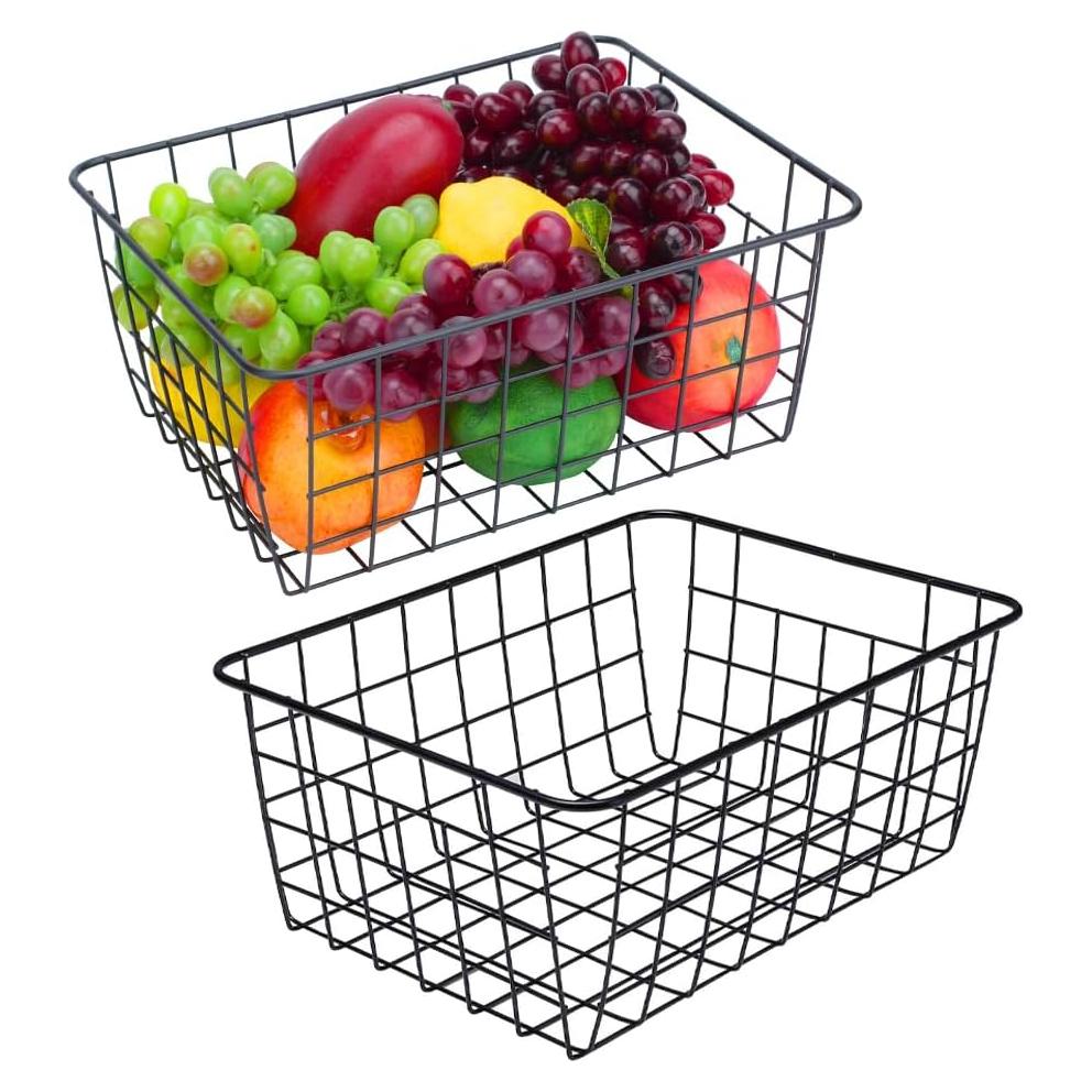 Cestas de Alambre LeleCAT - Juego de 2 Medianas Negras