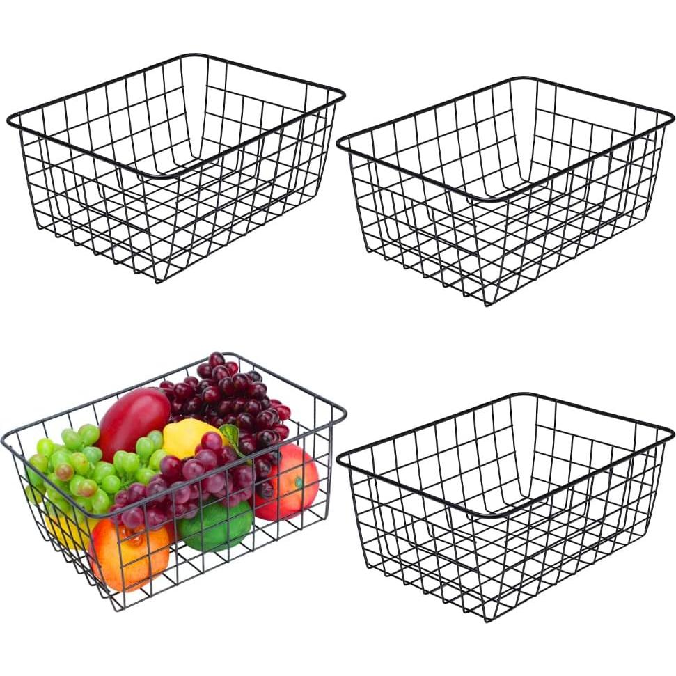 Cestas de Alambre LeleCAT - Juego de 2 Medianas Negras