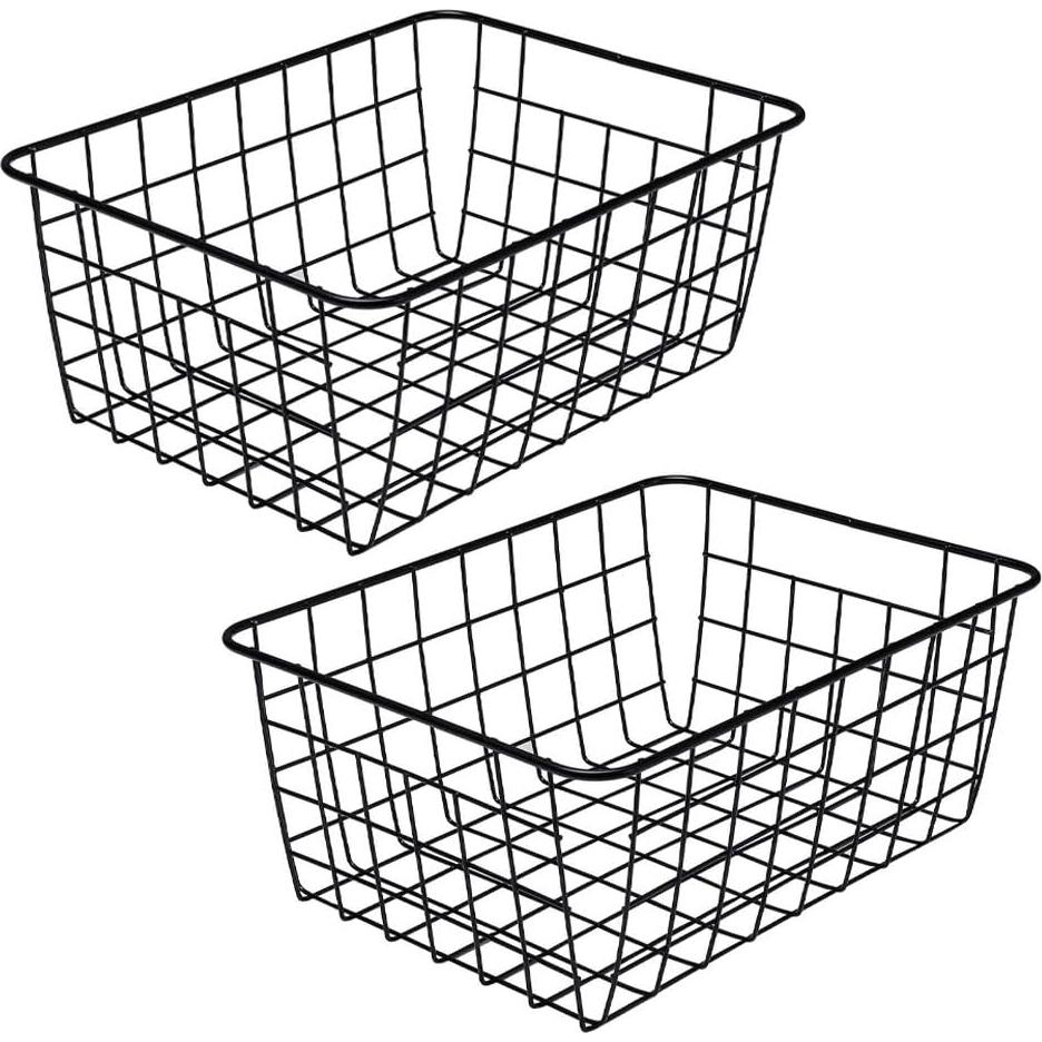 Cestas de Alambre LeleCAT - Juego de 2 Medianas Negras