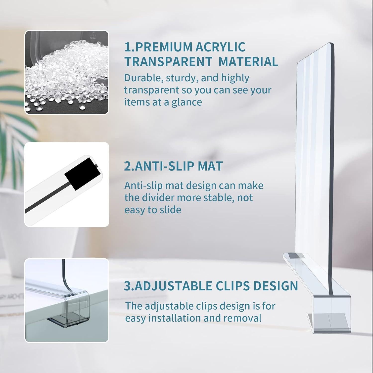 Paquete de 10 Divisores de Estante Acrílico Clbutge 30.48x20.32cm