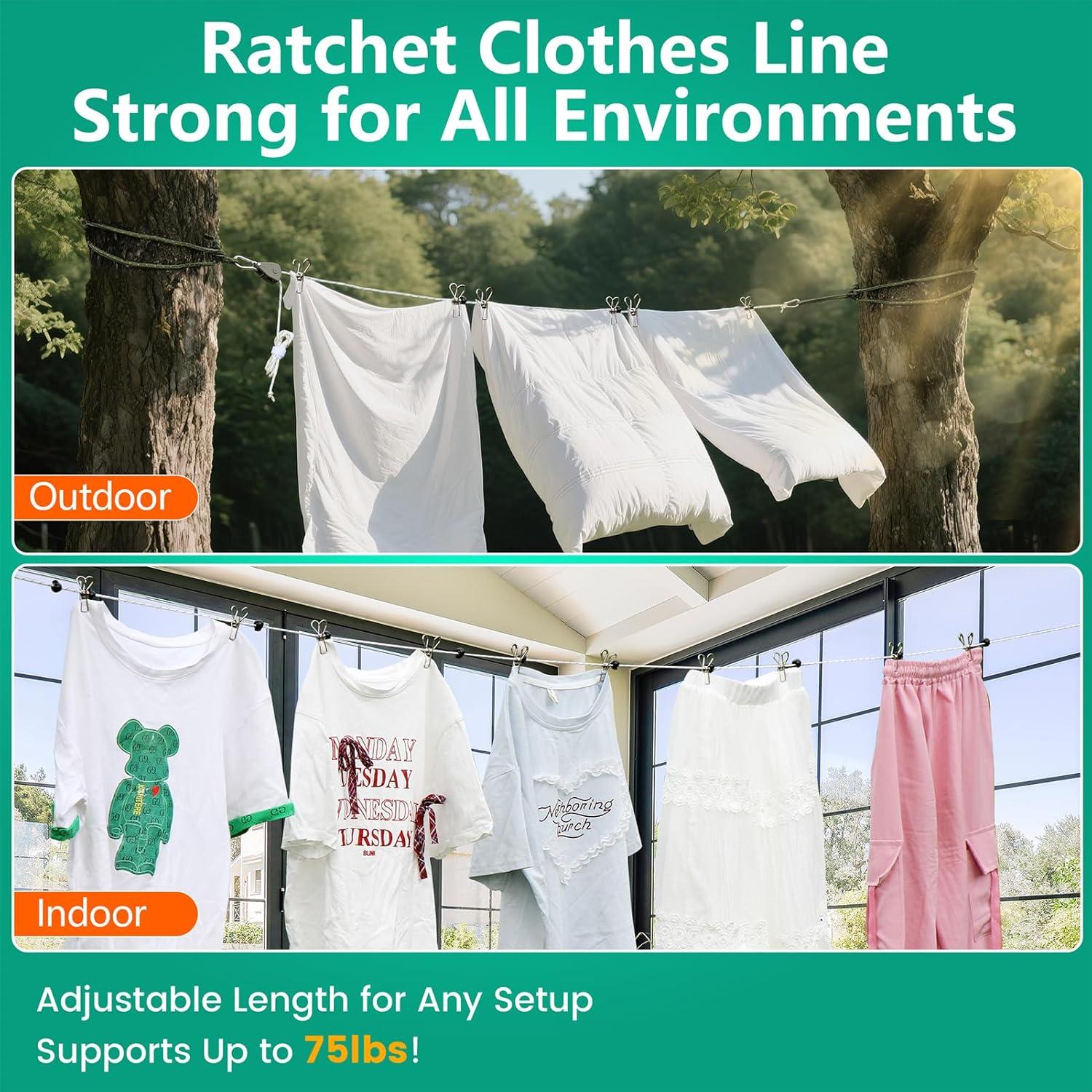 Cuerda de Ropa Retráctil Harqa 5.79m Alta Resistencia Verde