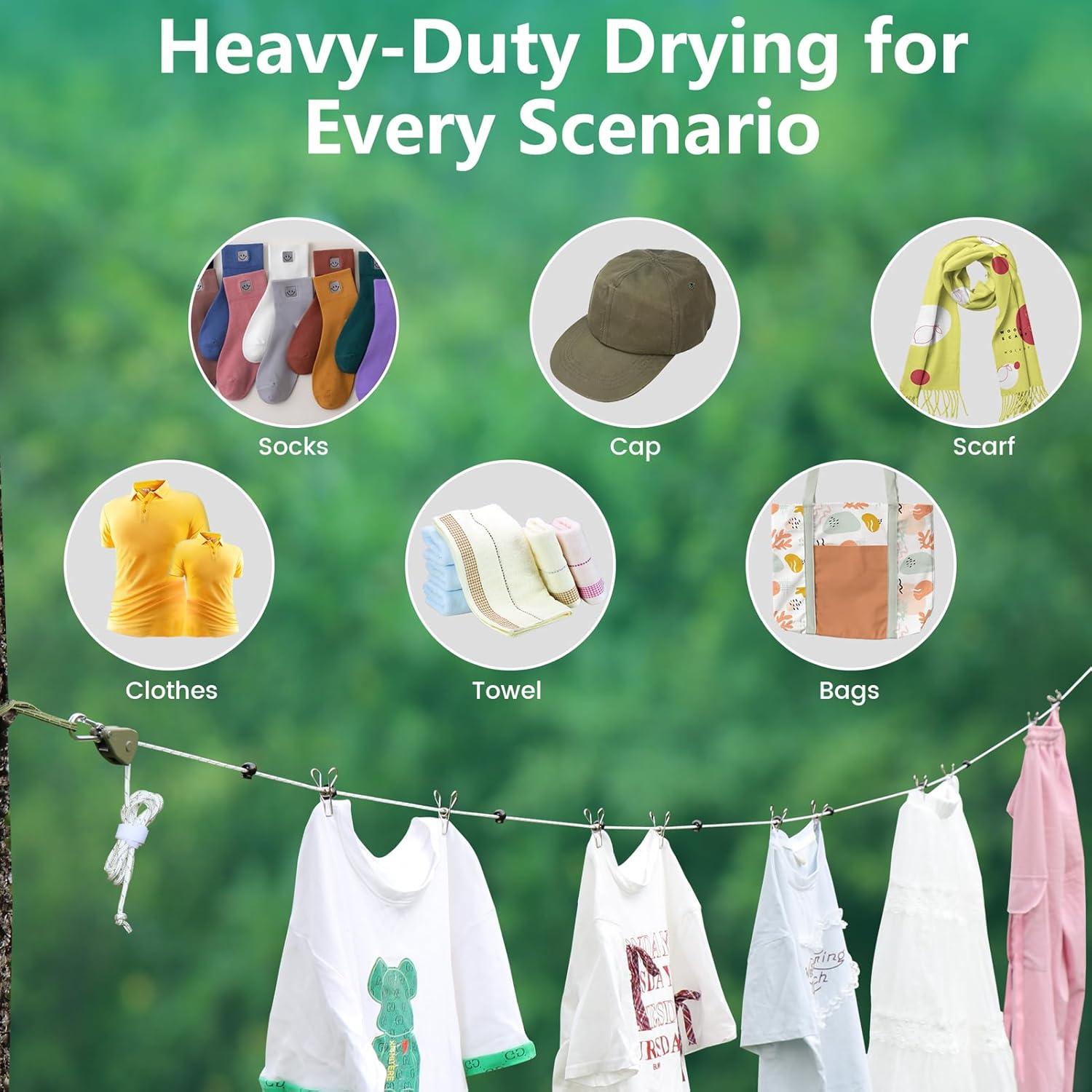 Cuerda de Ropa Retráctil Harqa 5.79m Alta Resistencia Verde