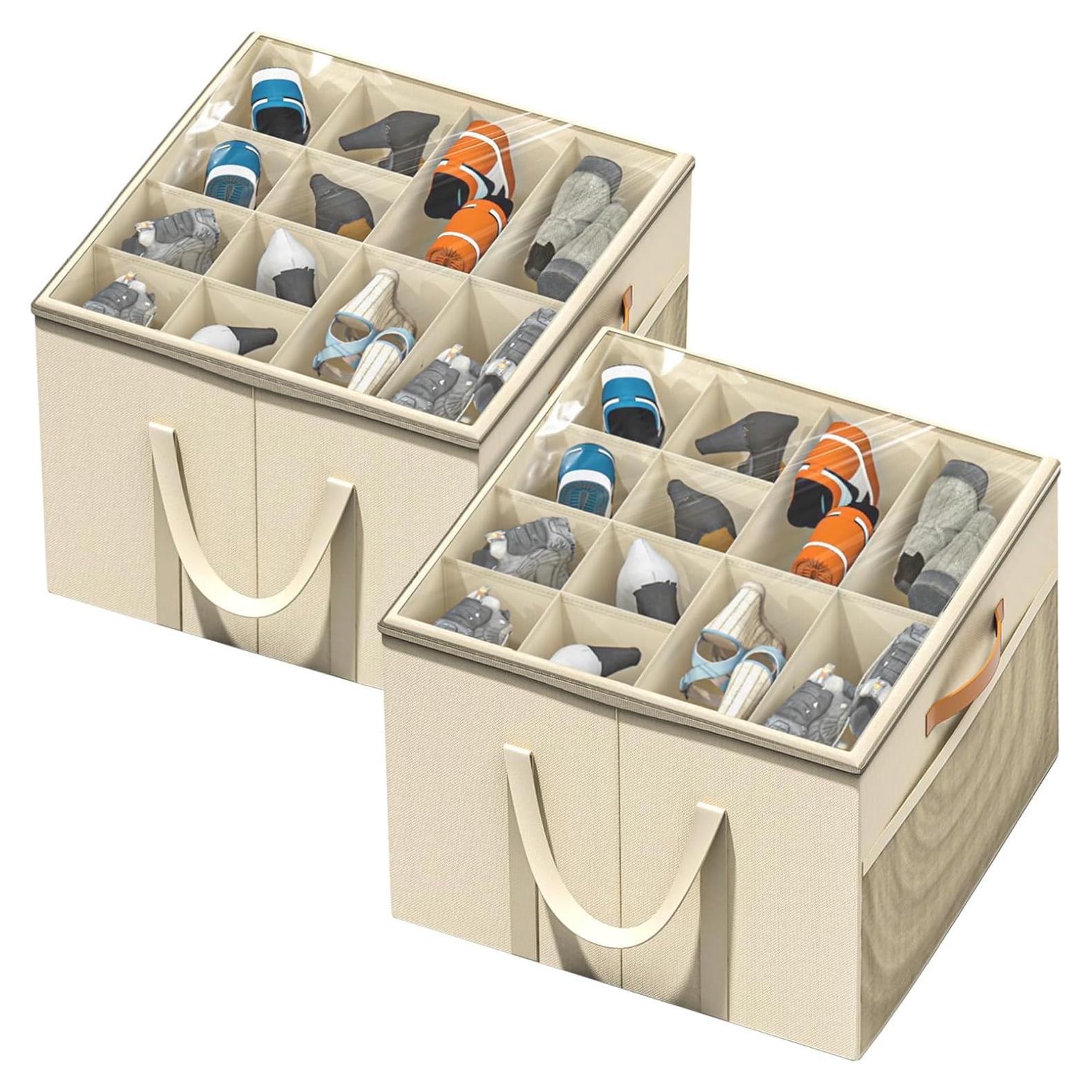 Organizador de Zapatos Aokeyee Beige Plegable 2 Paquetes