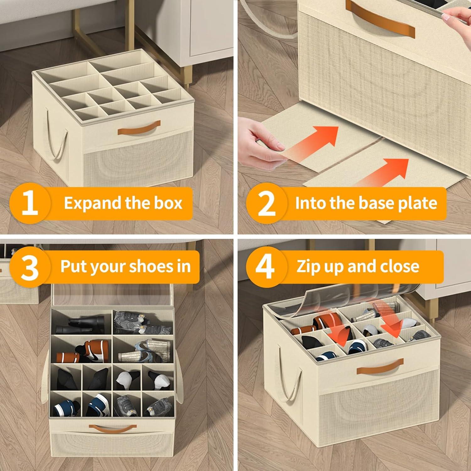 Organizador de Zapatos Aokeyee Beige Plegable 2 Paquetes
