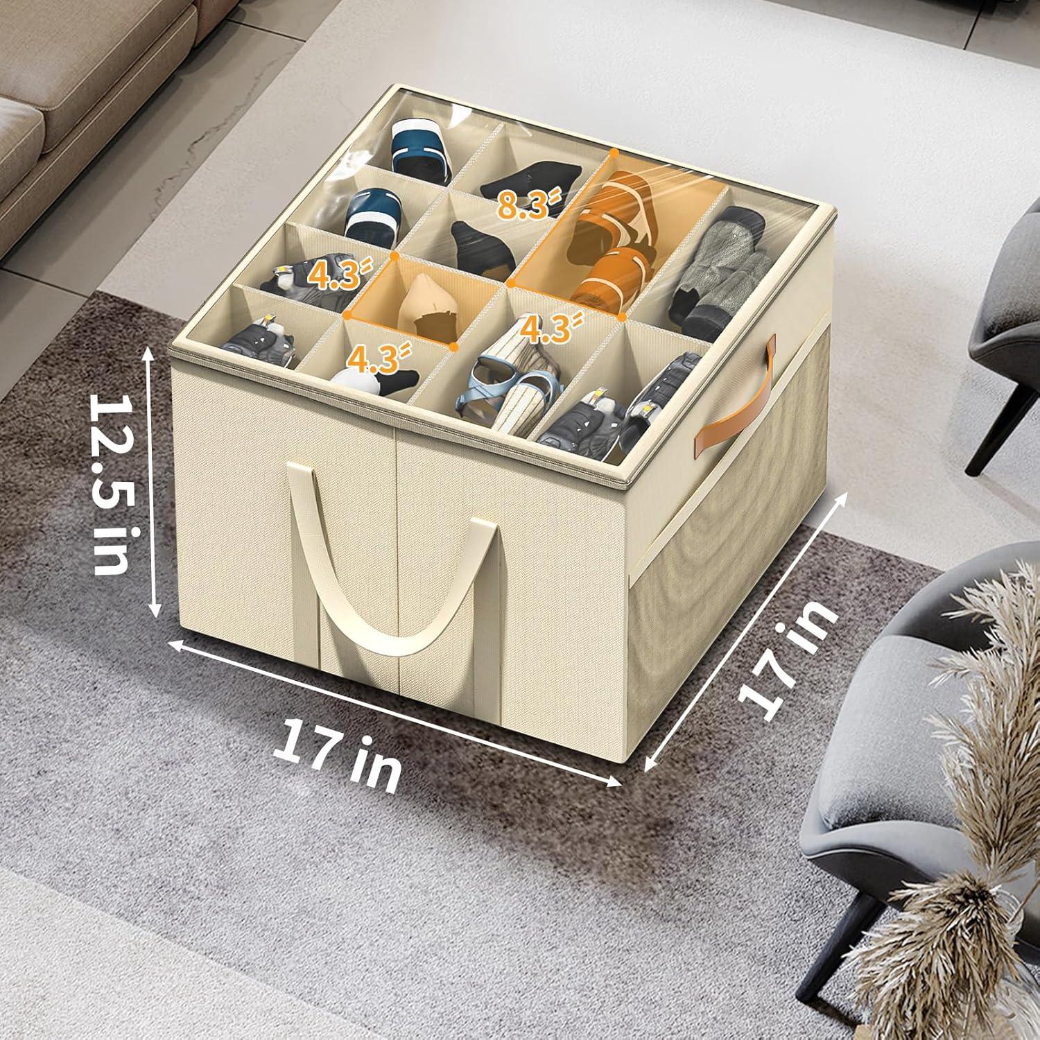 Organizador de Zapatos Aokeyee Beige Plegable 2 Paquetes