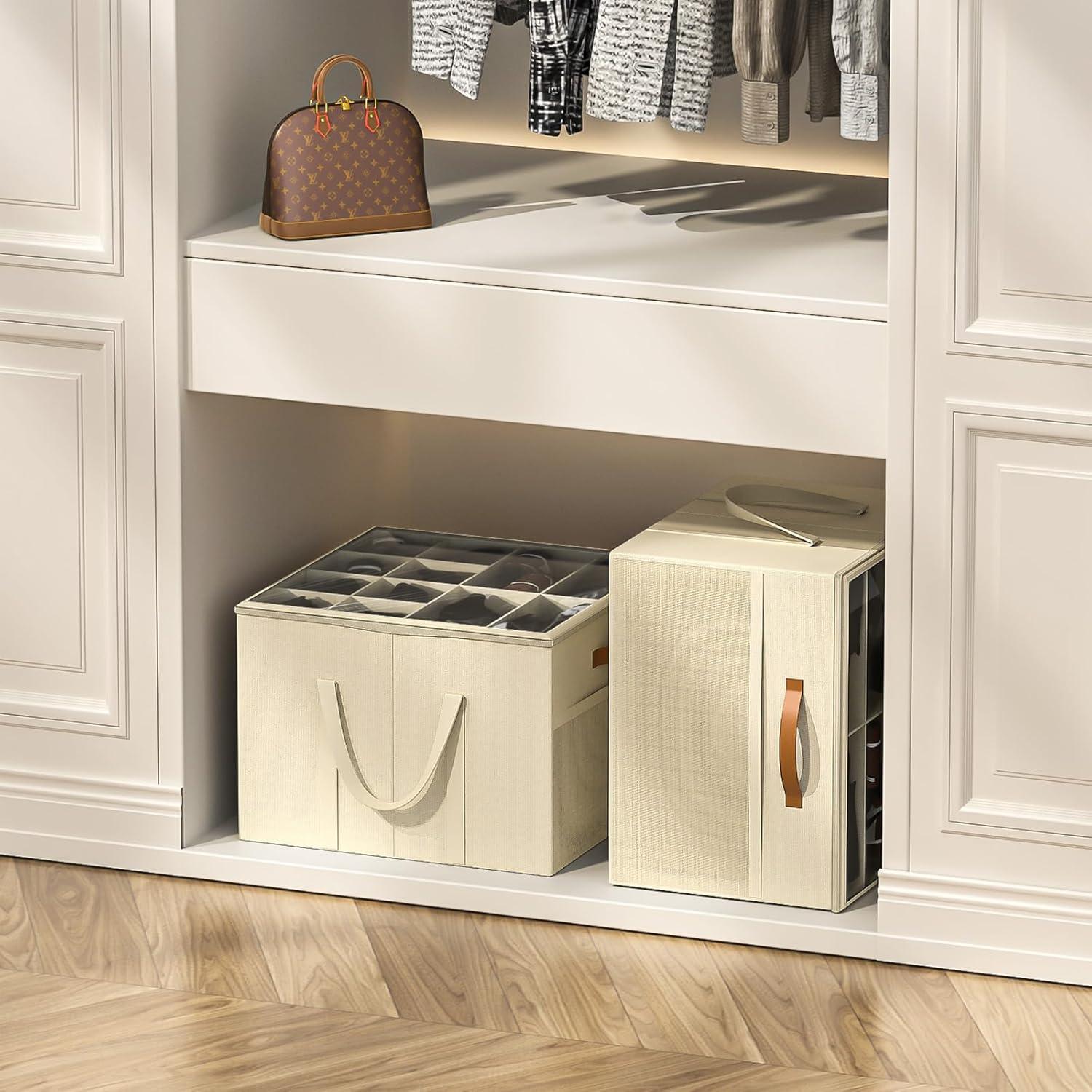 Organizador de Zapatos Aokeyee Beige Plegable 2 Paquetes