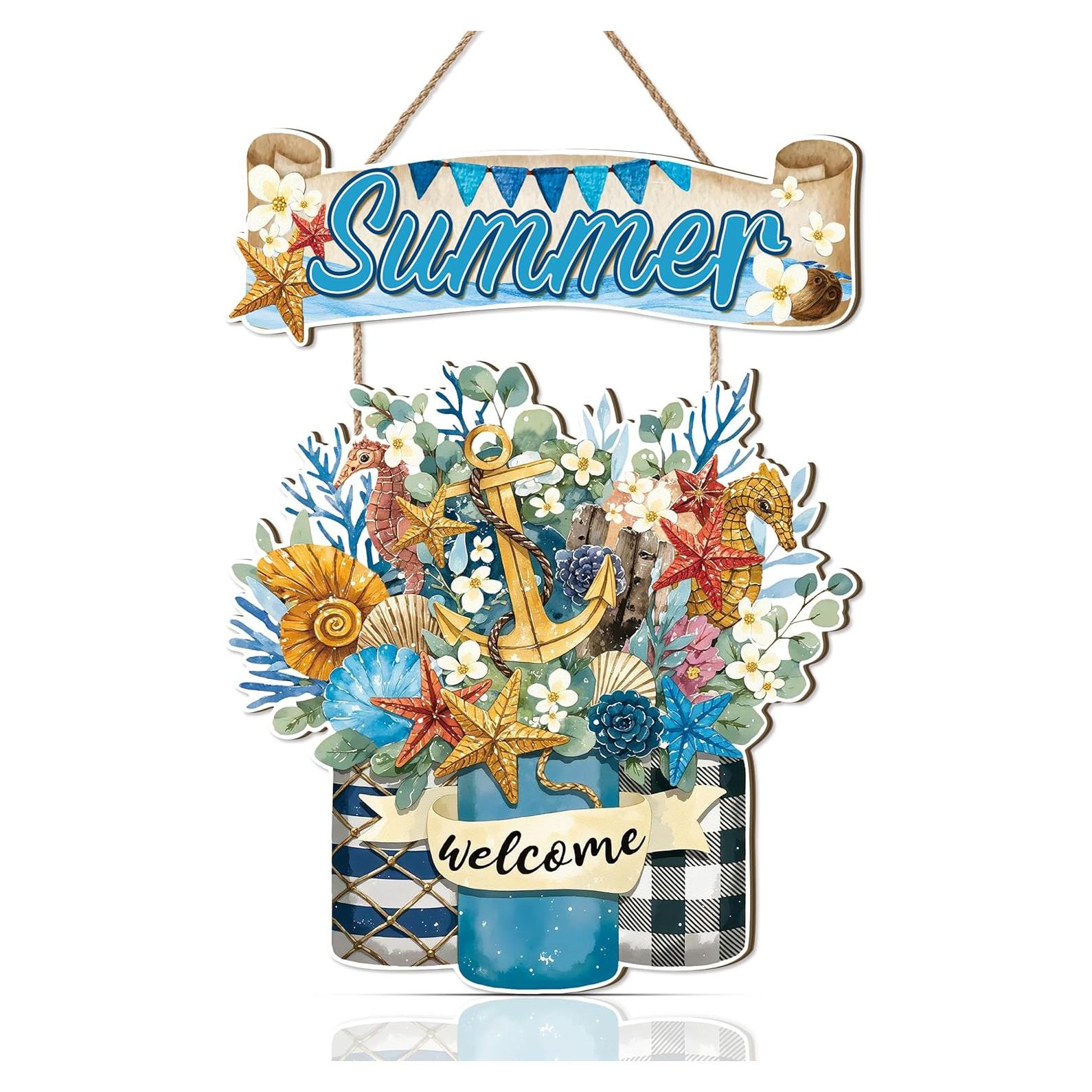 Celestdeco Colgante de Puerta Verano Náutico 29x29 cm