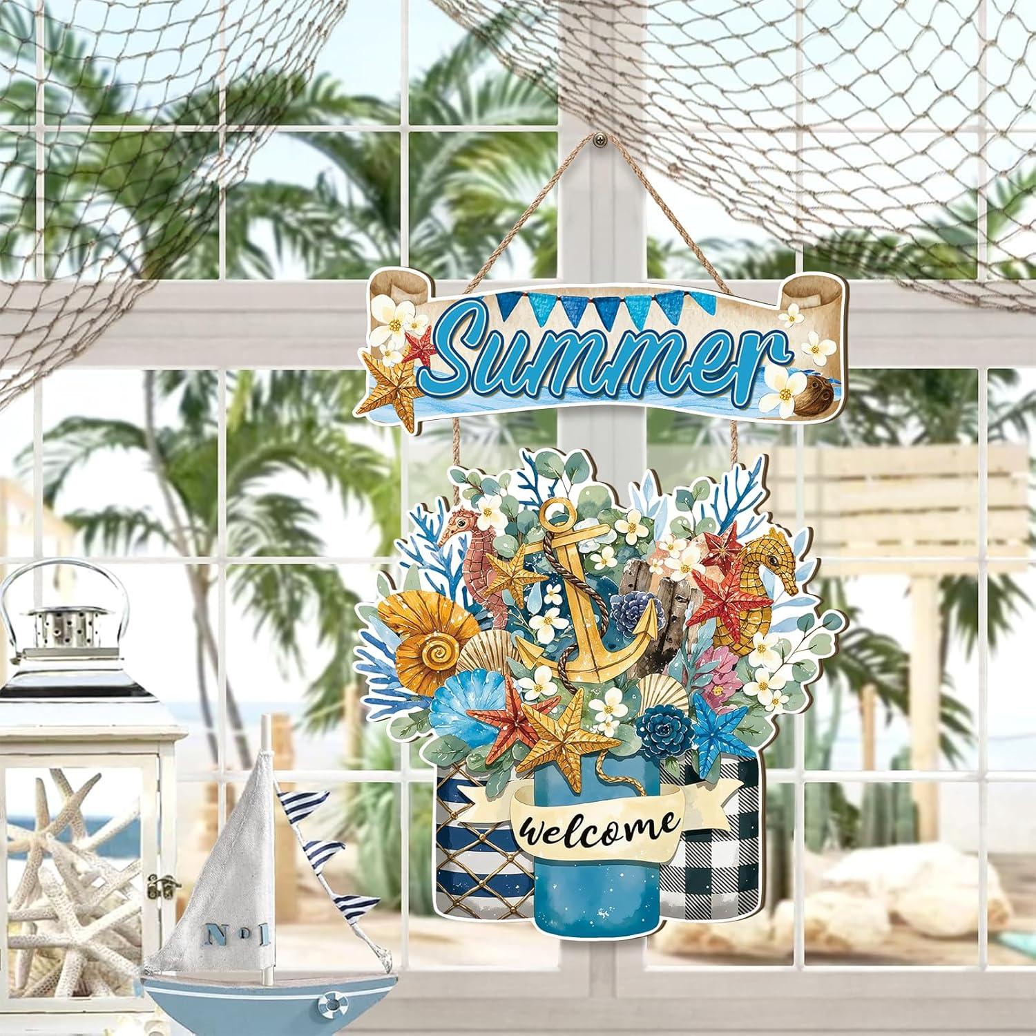 Celestdeco Colgante de Puerta Verano Náutico 29x29 cm