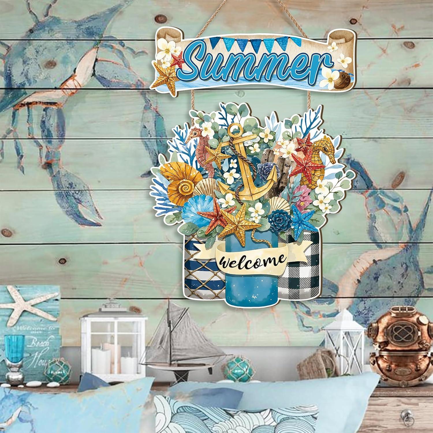 Celestdeco Colgante de Puerta Verano Náutico 29x29 cm