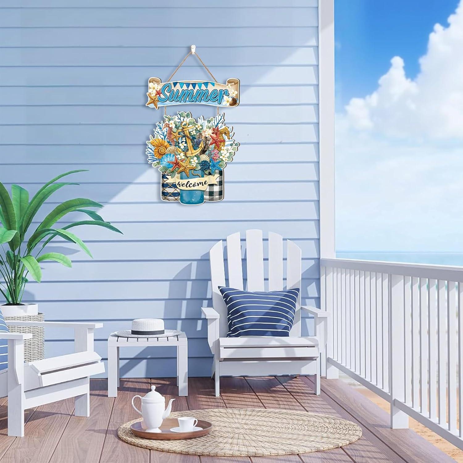 Celestdeco Colgante de Puerta Verano Náutico 29x29 cm