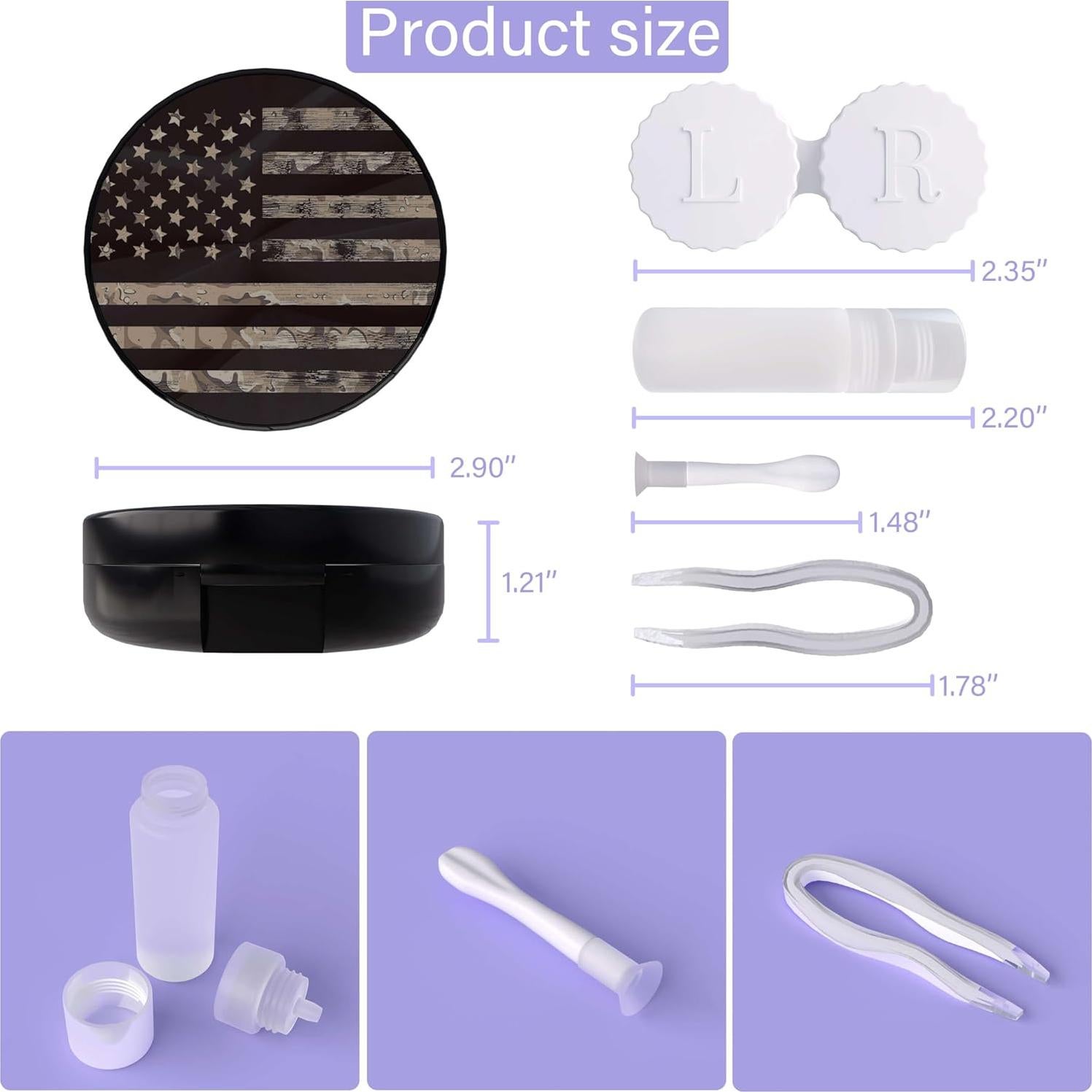 Estuche para Lentes de Contacto LRITER Bandera Americana Portátil