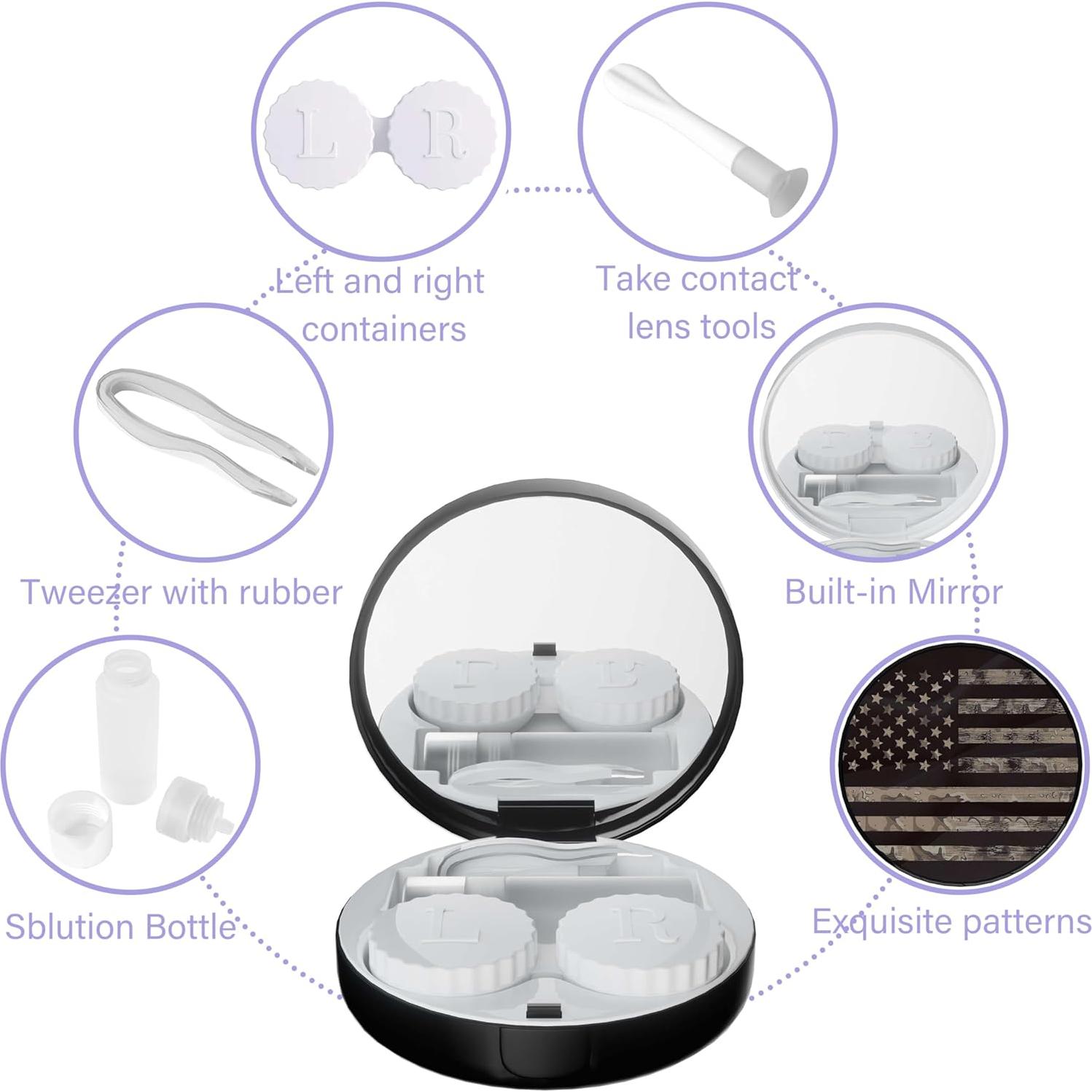 Estuche para Lentes de Contacto LRITER Bandera Americana Portátil