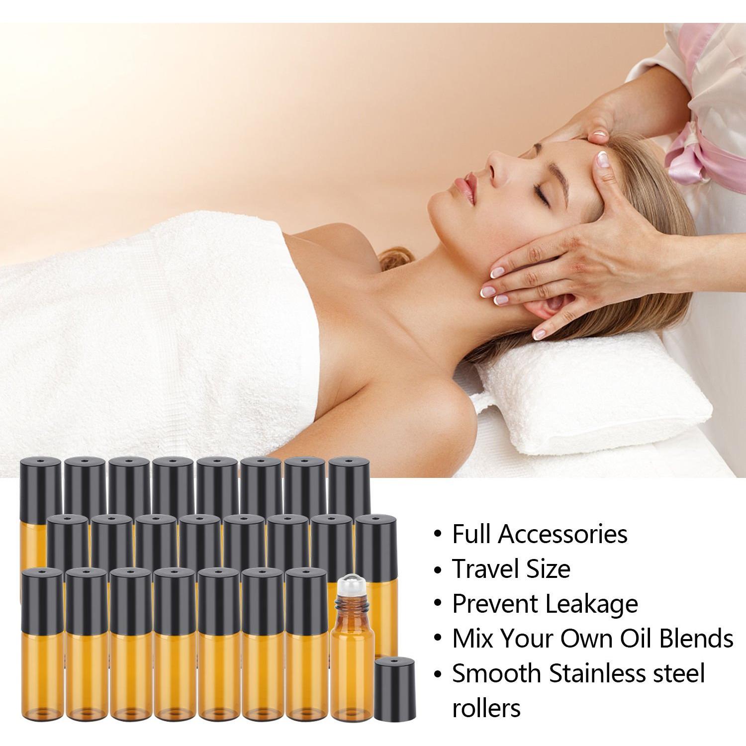 Botellas de Rodillo de Vidrio Ámbar 5ml Easytle - 24 Piezas