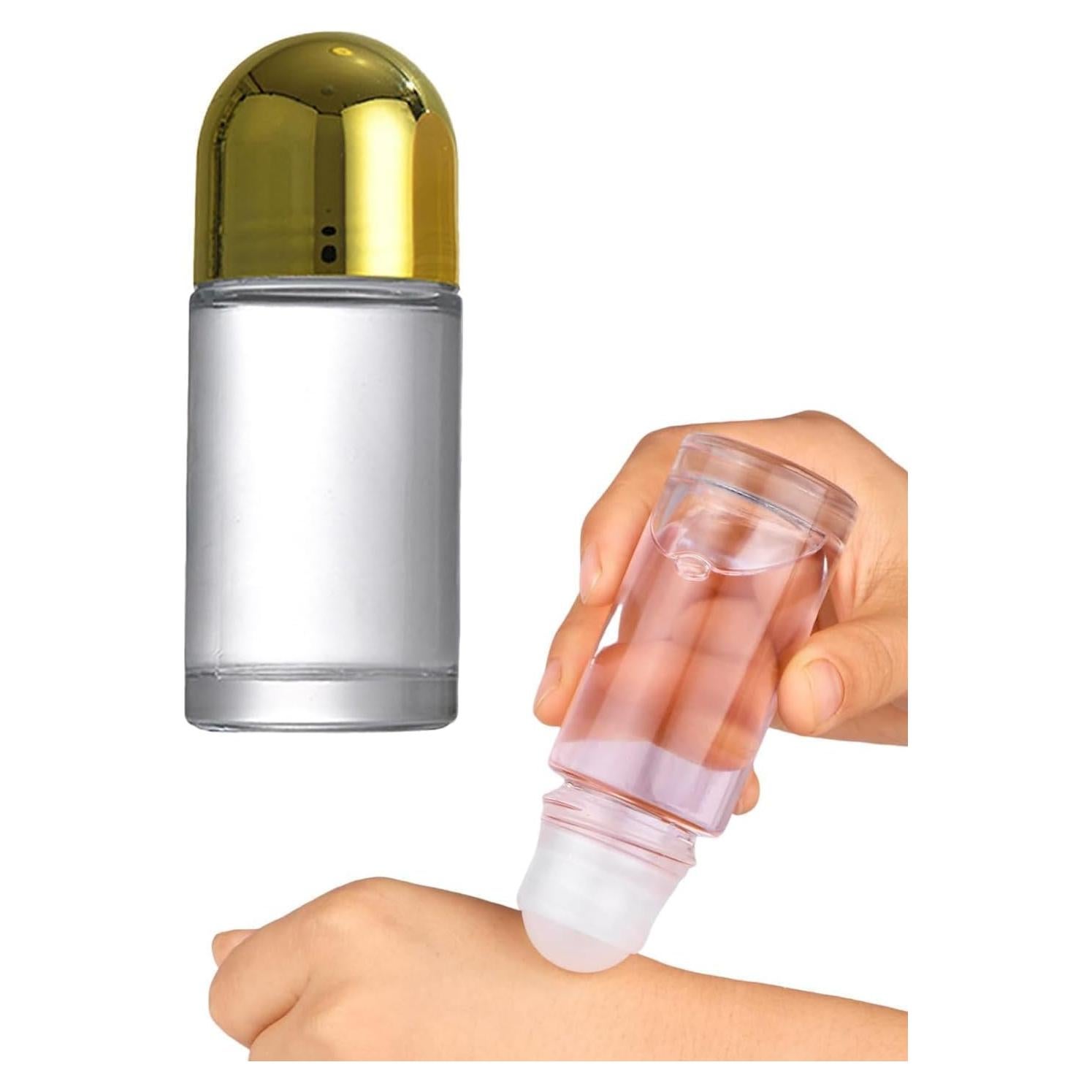 Botella Rodante de Vidrio 50ml PurYupearl Dorada a Prueba de Fugas