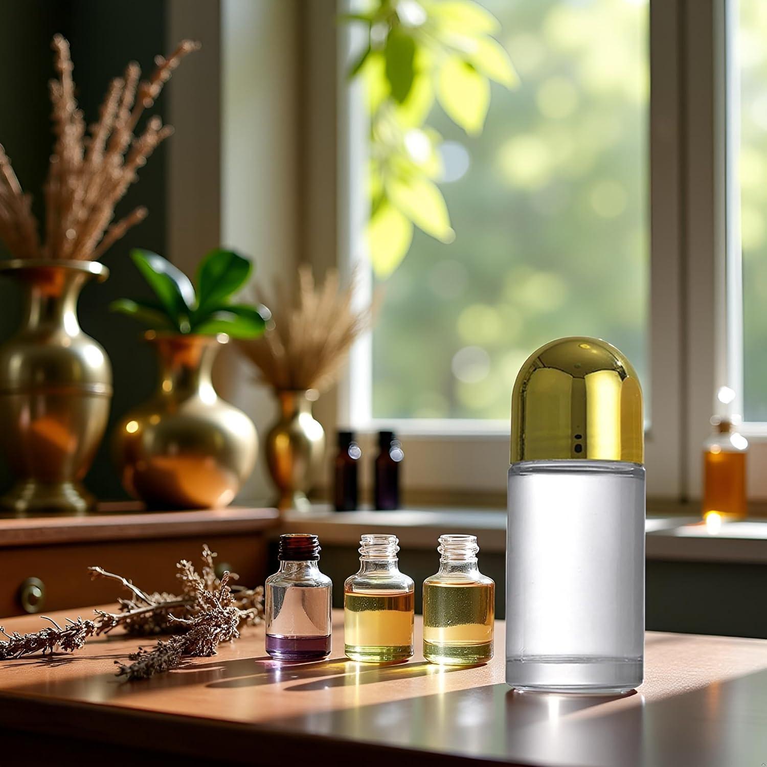 Botella Rodante de Vidrio 50ml PurYupearl Dorada a Prueba de Fugas