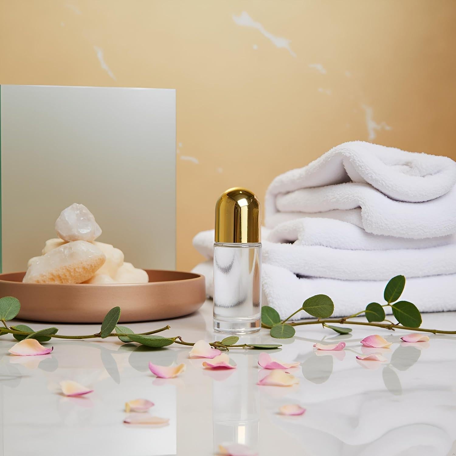 Botella Rodante de Vidrio 50ml PurYupearl Dorada a Prueba de Fugas