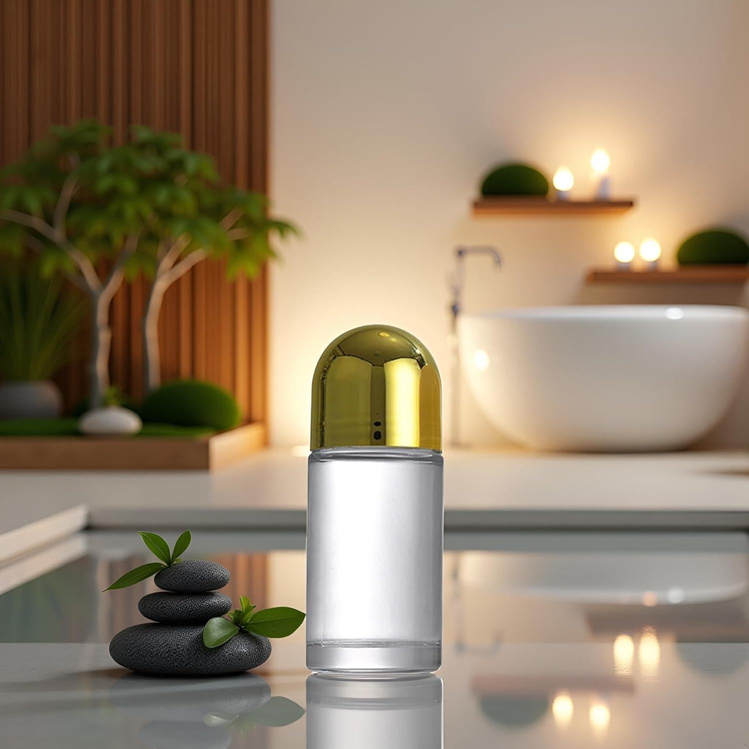 Botella Rodante de Vidrio 50ml PurYupearl Dorada a Prueba de Fugas