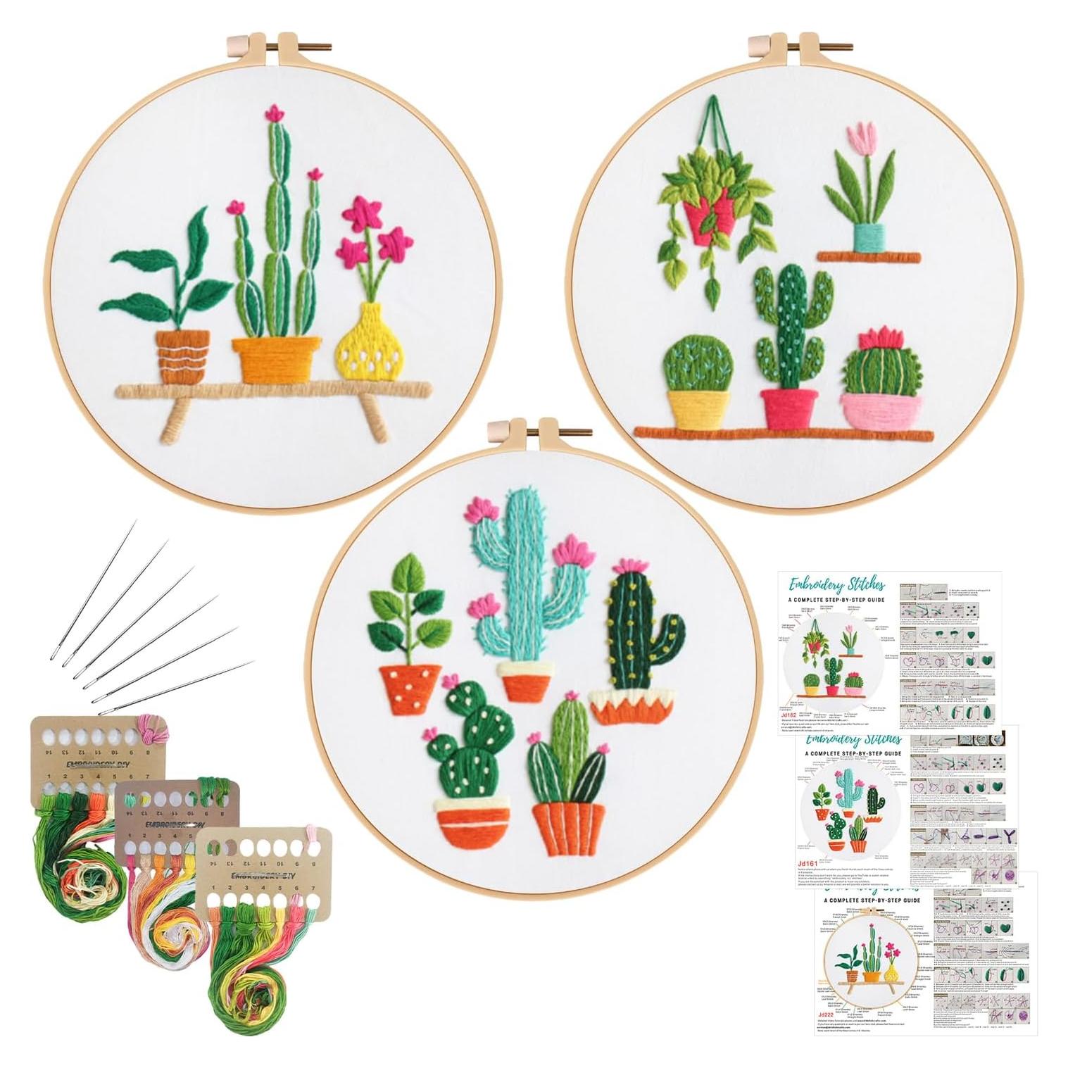 Kit de Bordado de Cactus Louise Maelys para Principiantes - 3 Piezas