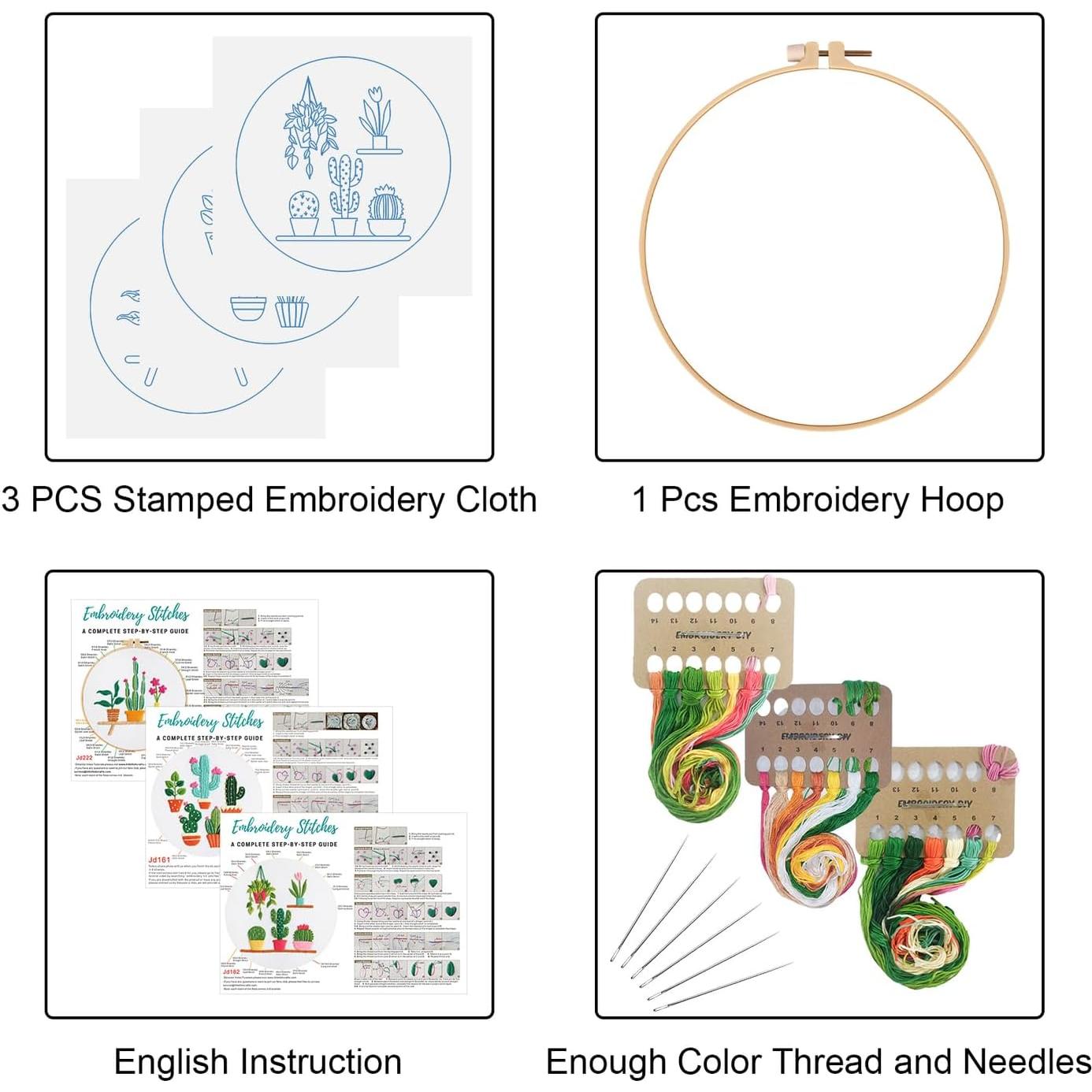 Kit de Bordado de Cactus Louise Maelys para Principiantes - 3 Piezas