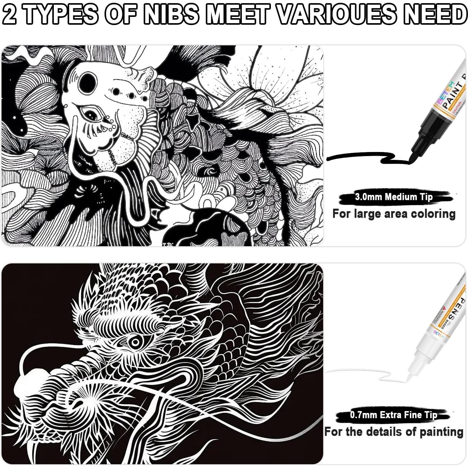 Marcadores de Pintura Betem Doble Punta 4 Piezas 0.7mm y 3mm