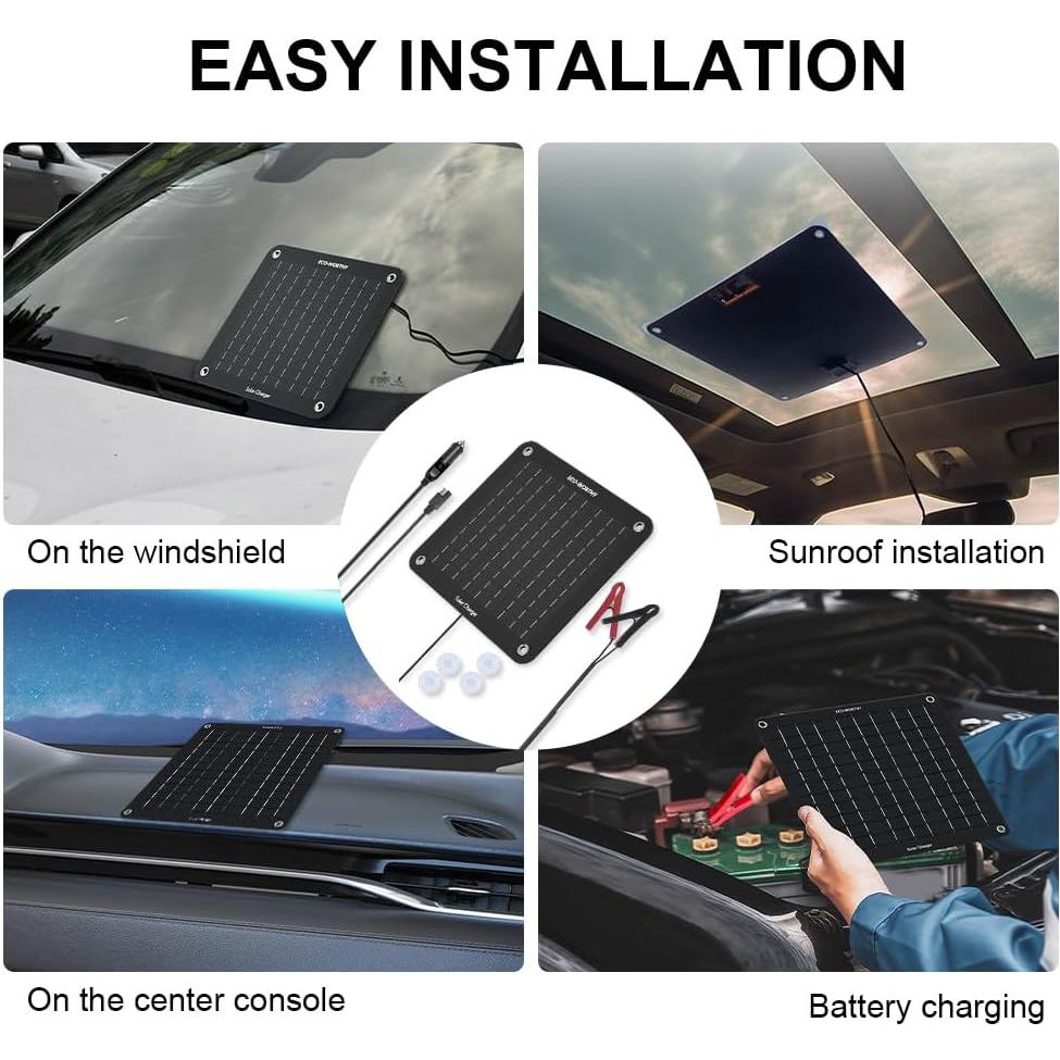 Cargador Solar ECO-WORTHY 10W 12V Impermeable para Vehículos