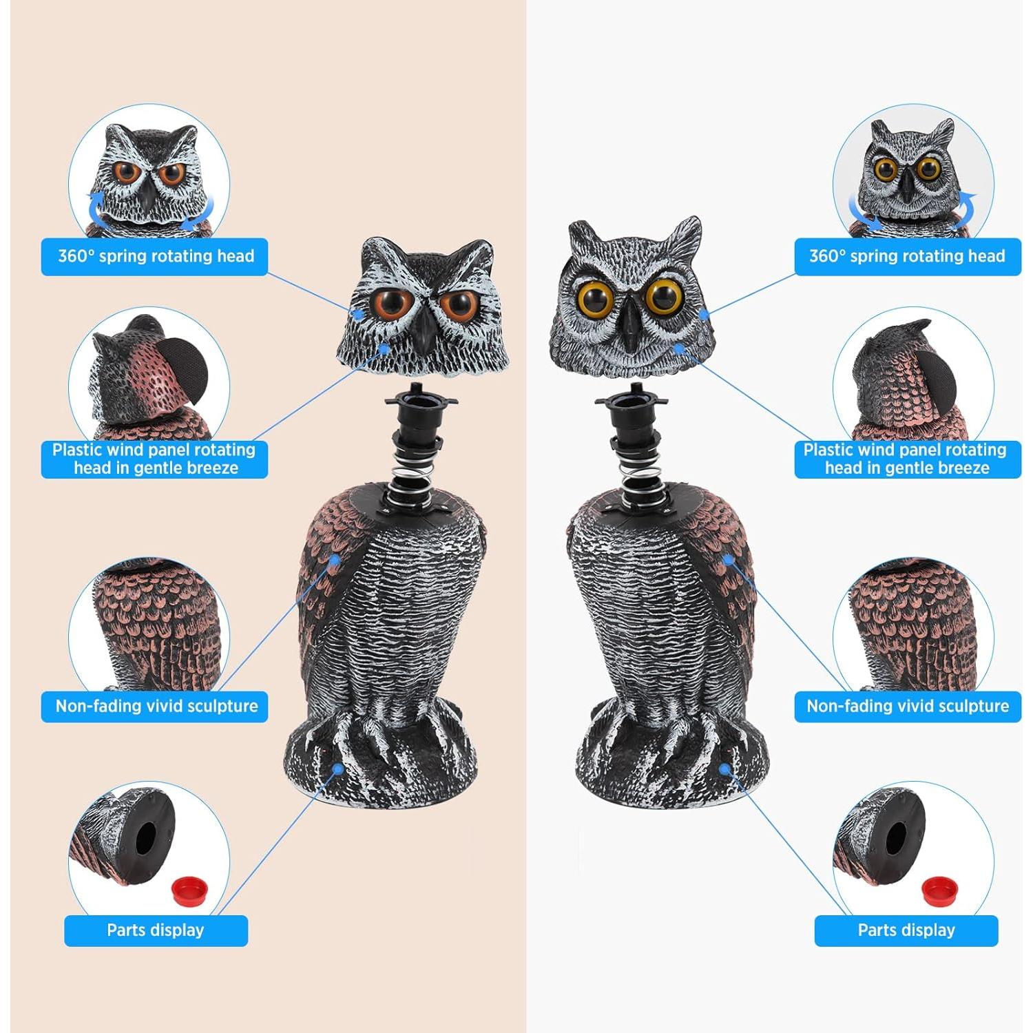 Espantapájaros Búho Hedoc 2 Pack con Cabeza Giratoria 26.9 cm