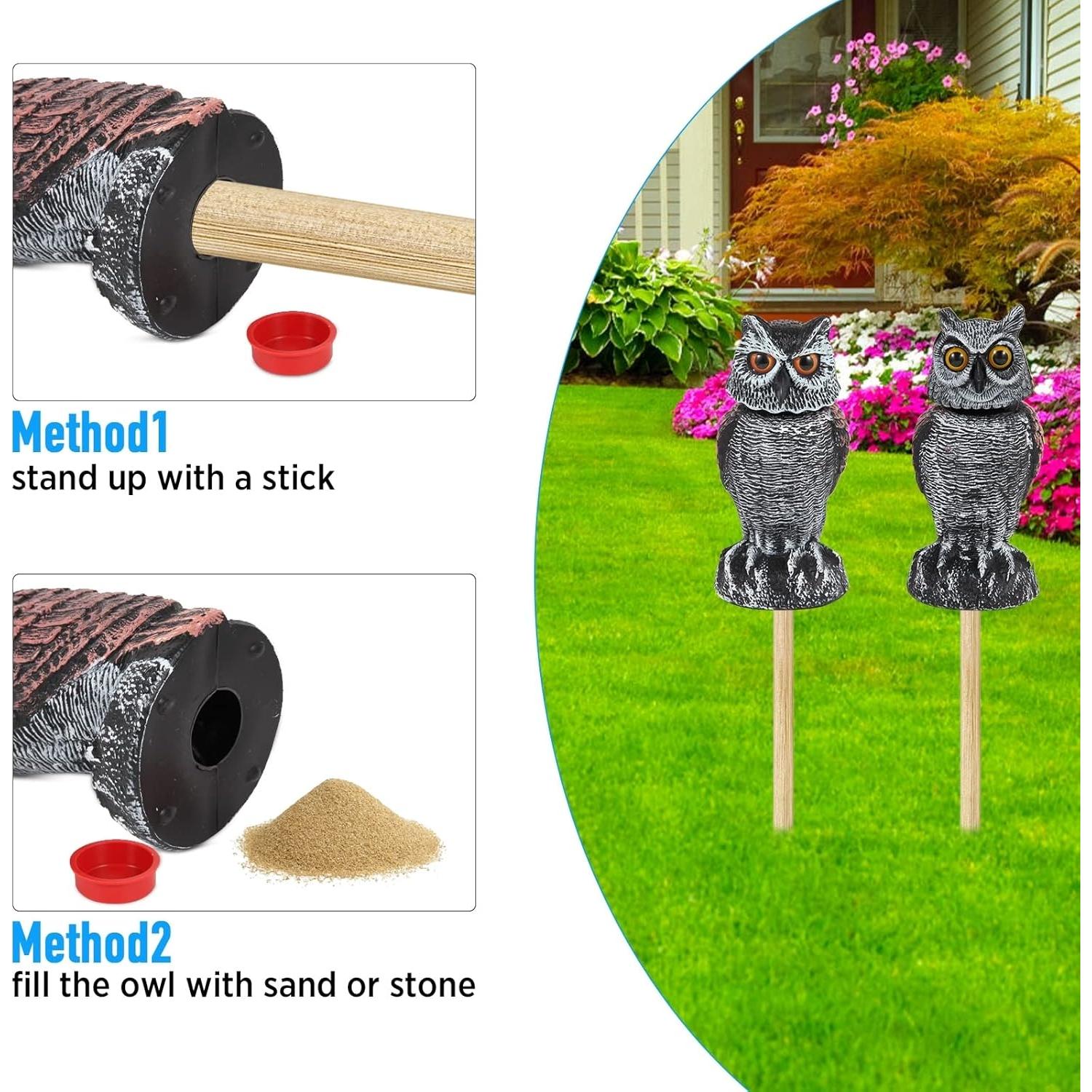 Espantapájaros Búho Hedoc 2 Pack con Cabeza Giratoria 26.9 cm