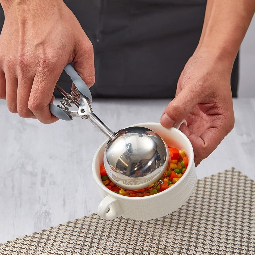 Cucharón de Helado Restaurantware 4 Onzas Acero Inoxidable Gris