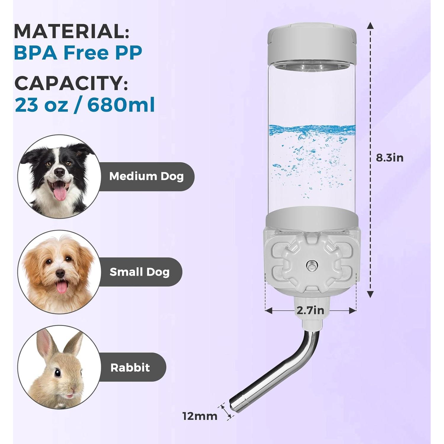 Dispensador de Agua para Mascotas VANNON 680ml Gris BPA Free