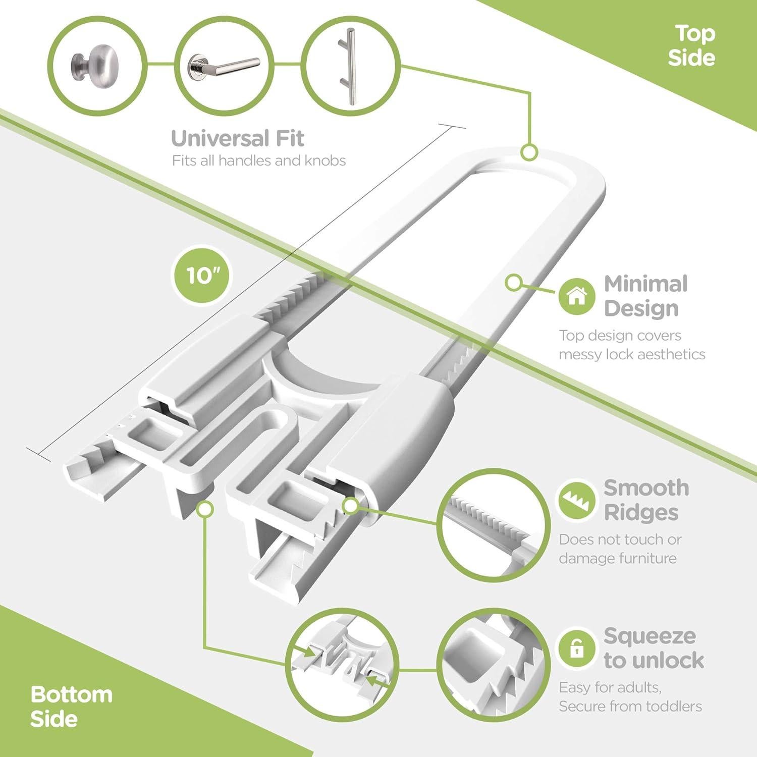 Cerraduras Deslizantes Skyla para Gabinetes - Paquete de 4, 20.32 cm