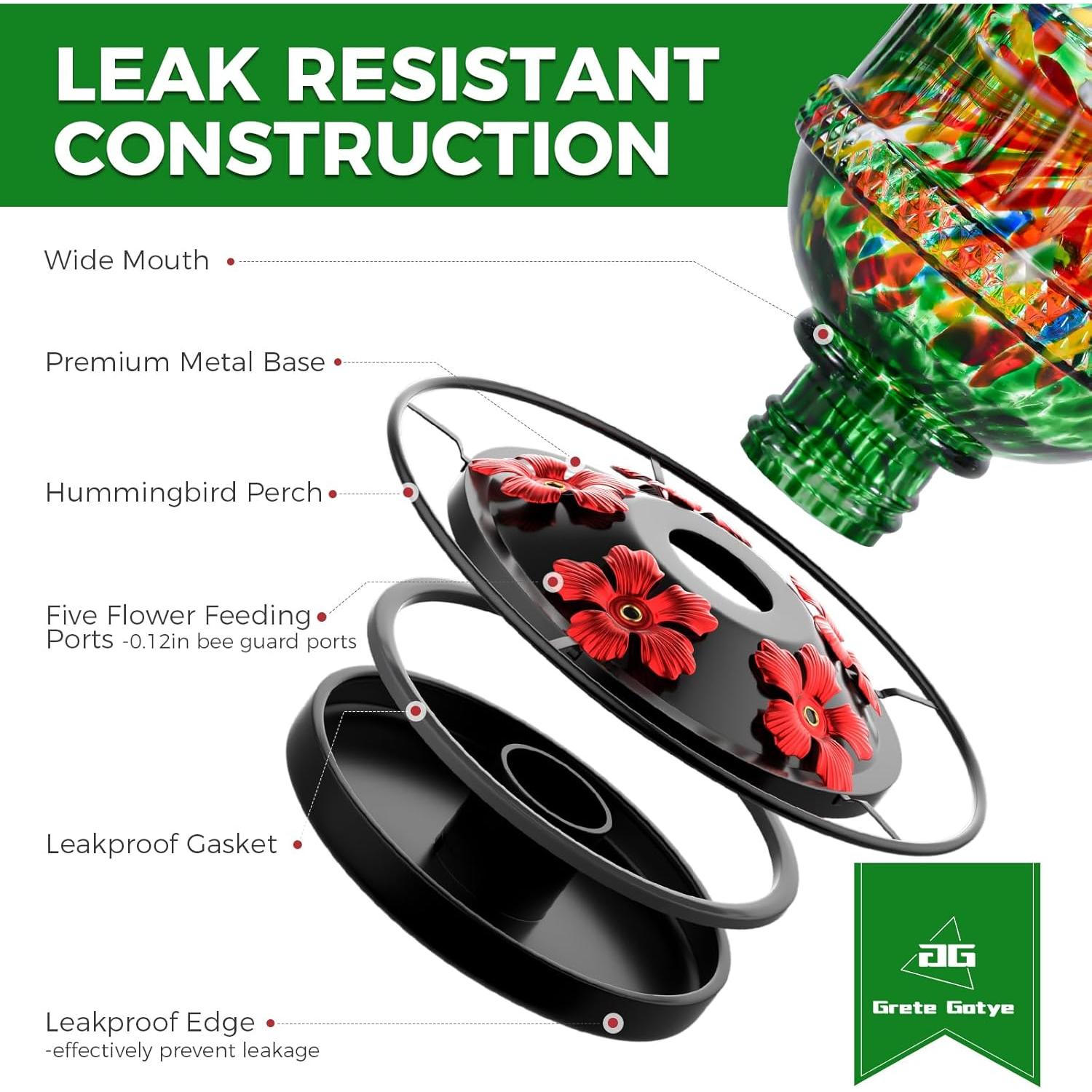 Alimentador de Colibríes de Vidrio Grete Gotye 709 ml Colgante