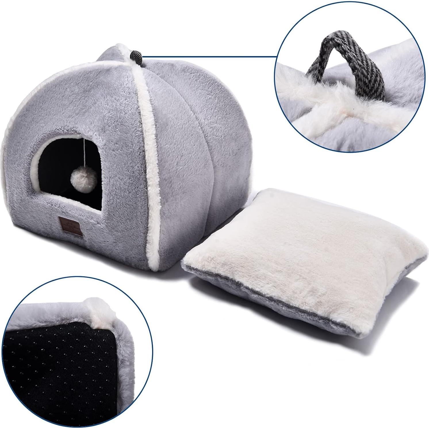 Cama para Gatos WINDRACING 38cm Gris Acolchada y Lavable