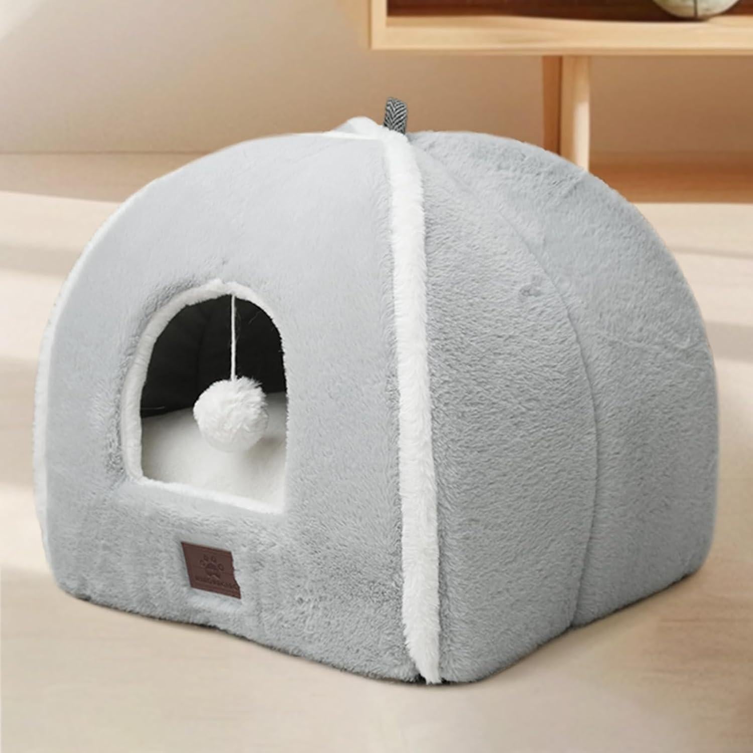 Cama para Gatos WINDRACING 38cm Gris Acolchada y Lavable