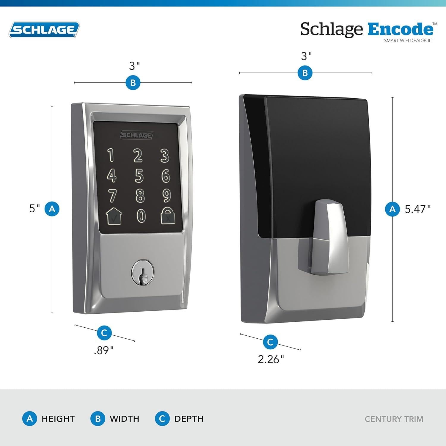 Cerradura Inteligente WiFi Schlage Encode Century Cromo