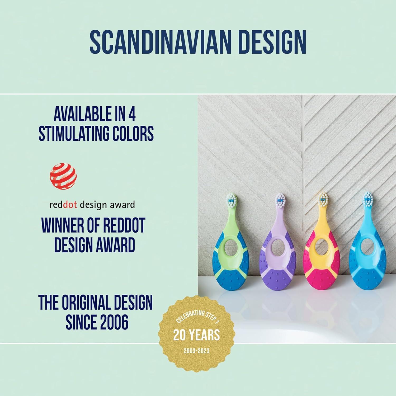 Cepillo de dientes para bebés Jordan Paso 1 - 0 a 2 años, 4 unidades