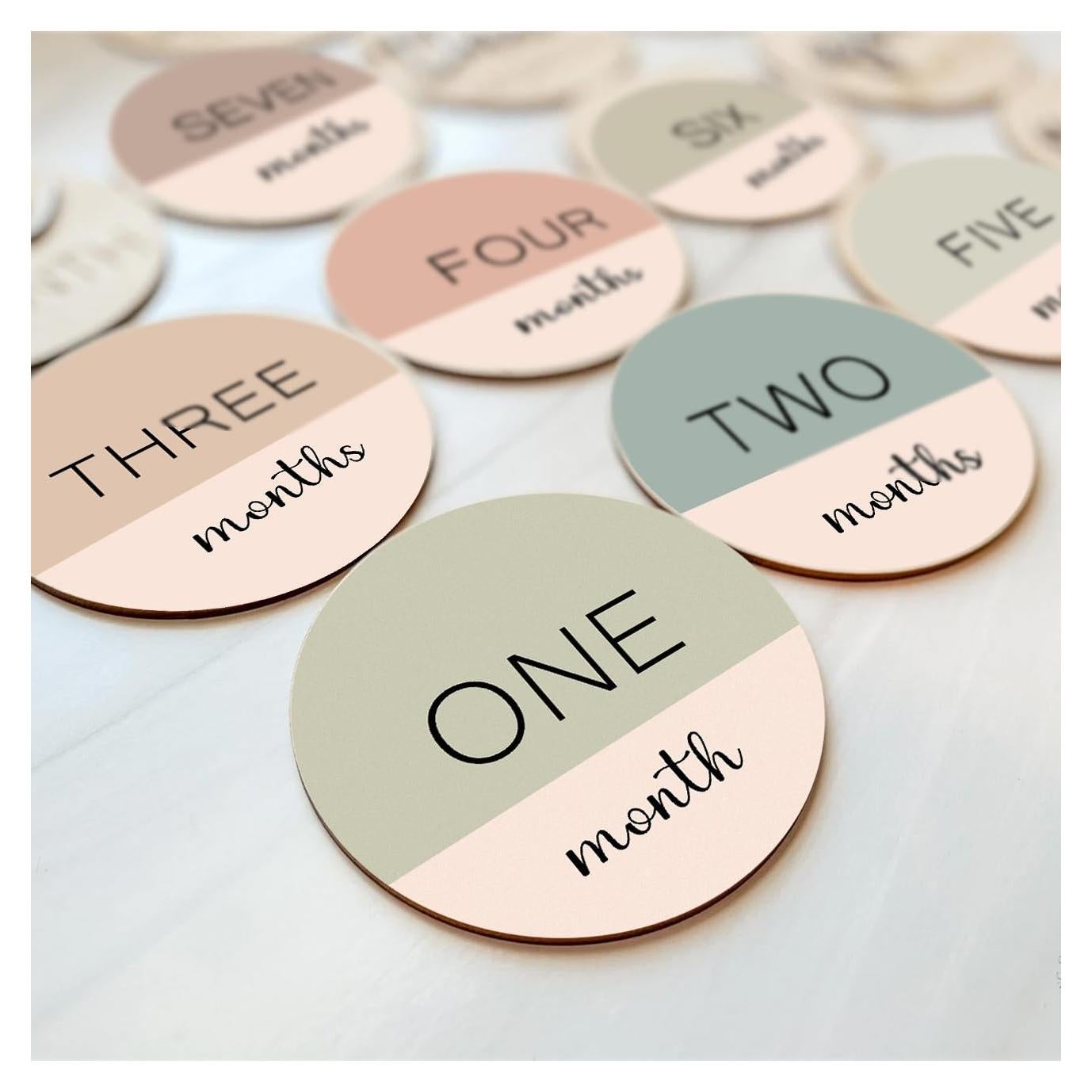 Círculos de Hitos Mensuales para Bebés Cephira - 6 Señales de Madera