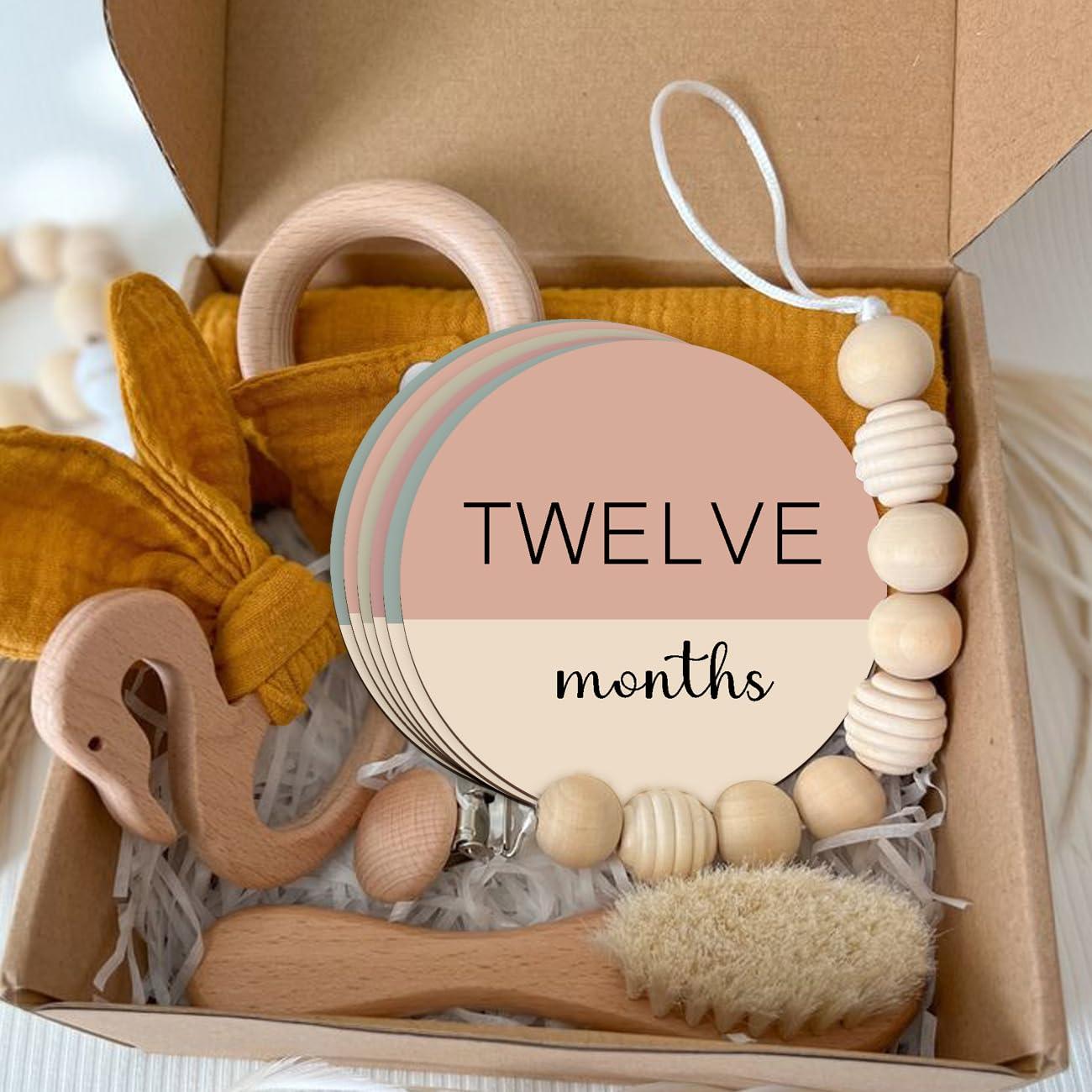 Círculos de Hitos Mensuales para Bebés Cephira - 6 Señales de Madera