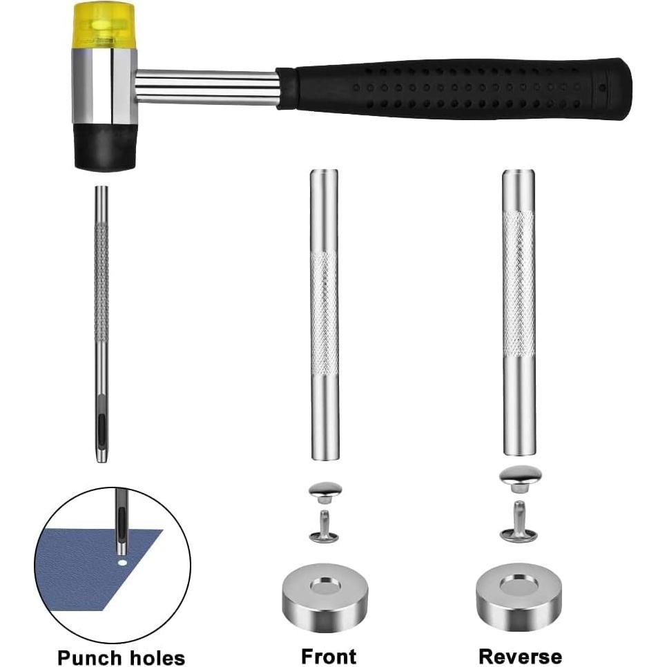 Kit de Remaches de Cuero TLKKUE 240 Piezas con Martillo