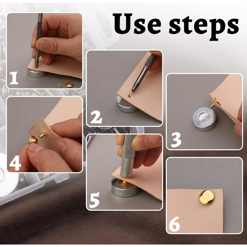 Kit de Remaches de Cuero TLKKUE 240 Piezas con Martillo