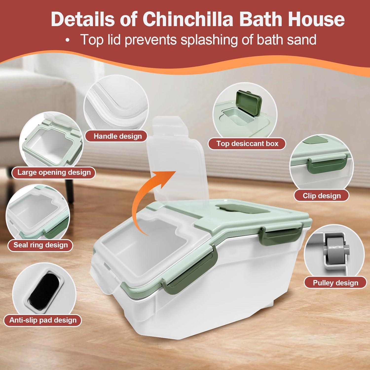 Kit de Baño de Arena para Chinchillas Arfubye Verde 35.4x23.1cm